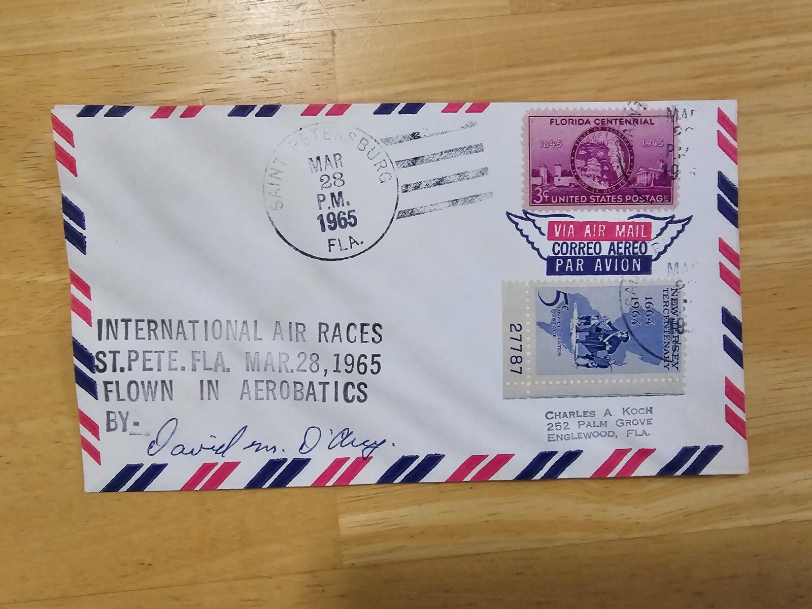 INTERNATIONAL AIR RACES ST.PETE.FLA 03/28/1965 FLOWN IN ACROBATICS David D'Arcy