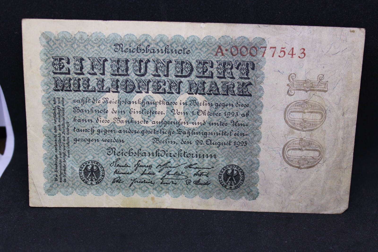 1923 Germany 100 Million Marks #00077543