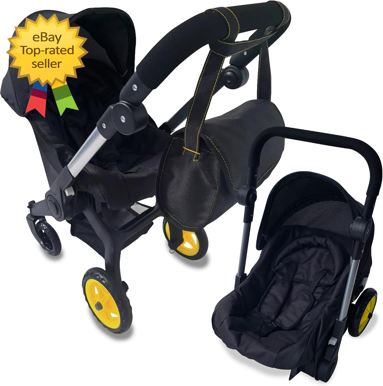 2 in 1 Baby Doll Stroller Car Seat Combo Fits 20 Inch Dolls Adjustable HandleToy