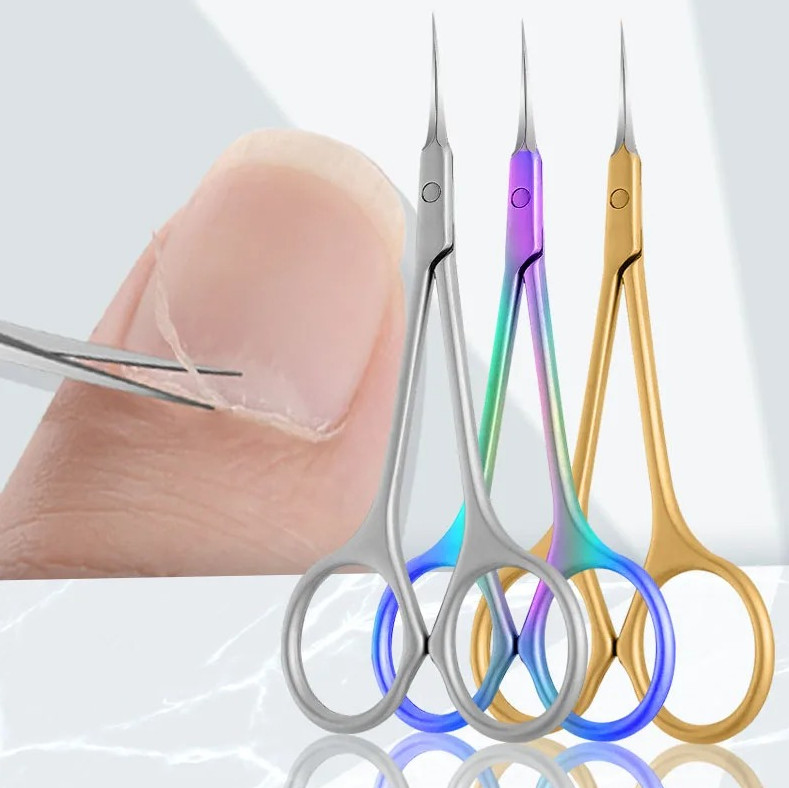 Stainless Steel Cuticle Scissors Curved Tip Dead Skin Remover Manicure Tool