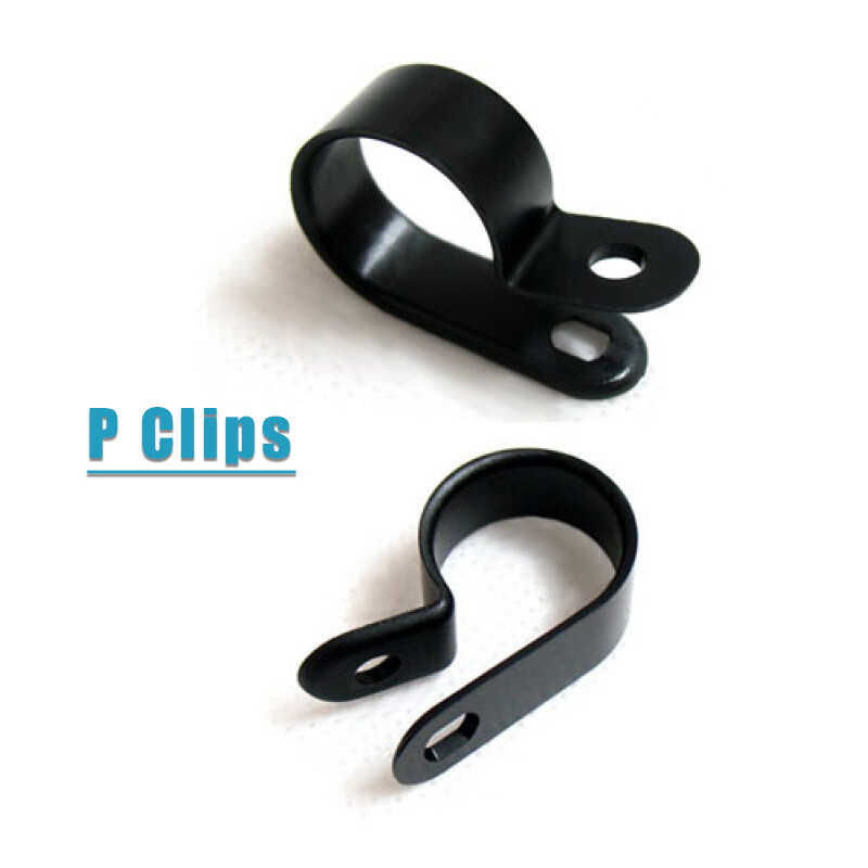 Black Nylon Plastic P Clips CC Series Fasteners For Cable Wire Conduit Tubing