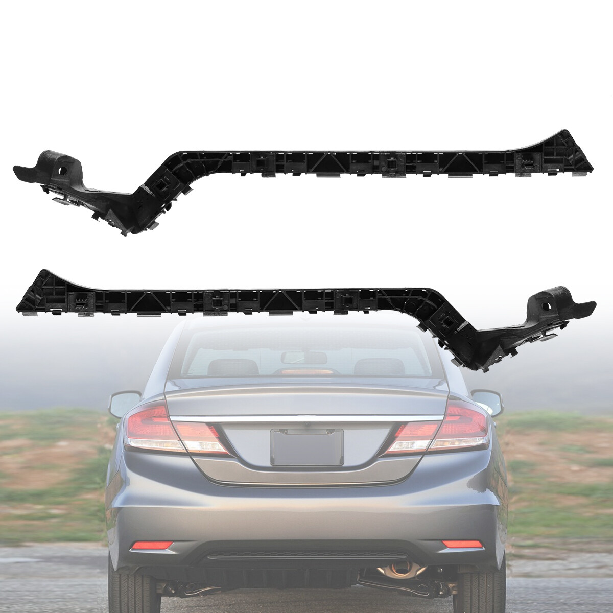 1 Set Rear Bumper Brackets For 2012-2015 Honda Civic Sedan Left and Right Black