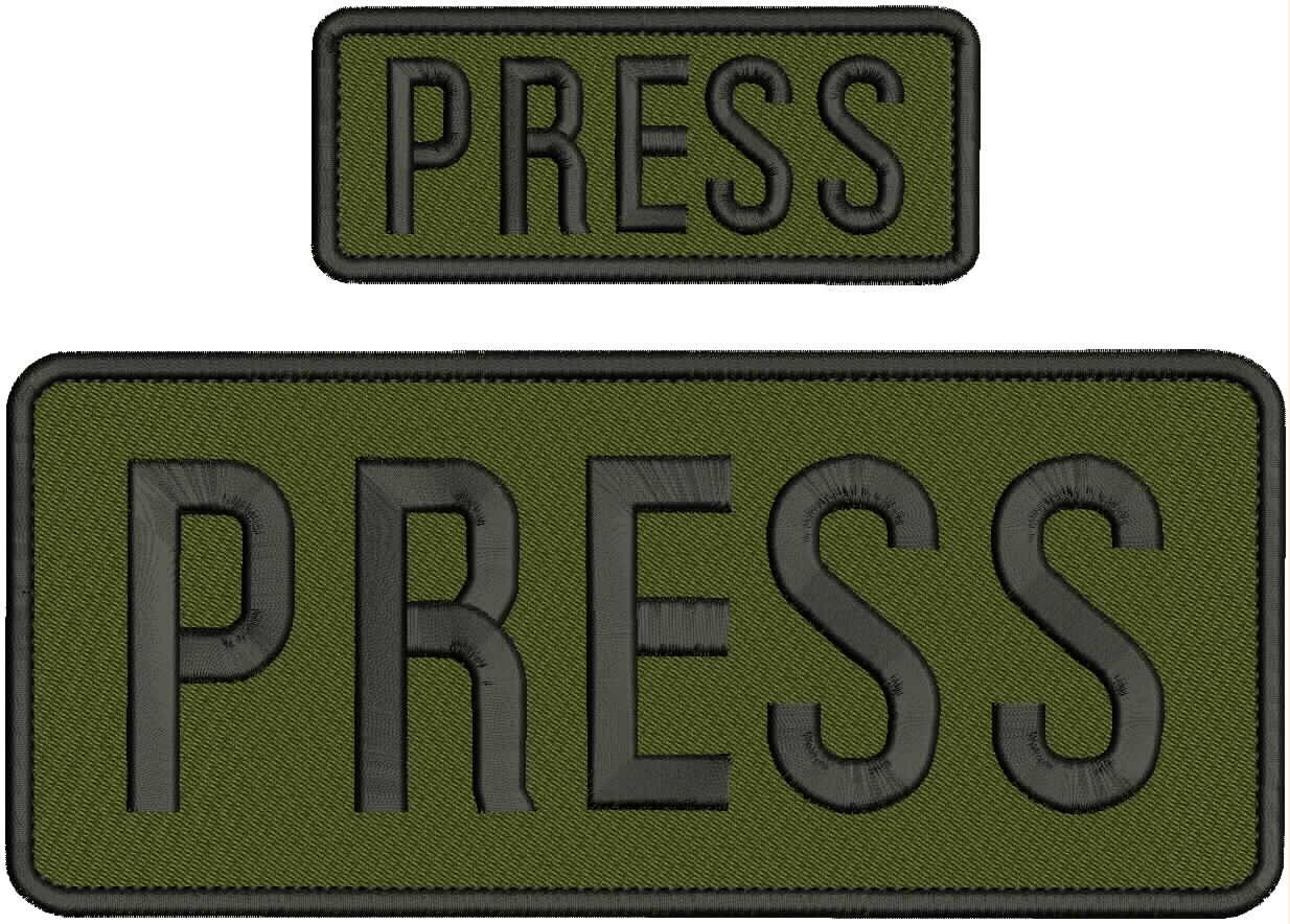 press embroidery patch 4x10 and 2x5 hook on back od green/black
