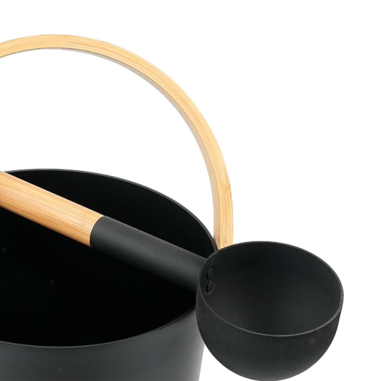Sauna Bucket with Ladle, Sauna Accessory ,Bamboo Handle Portable 7 Liter Sauna