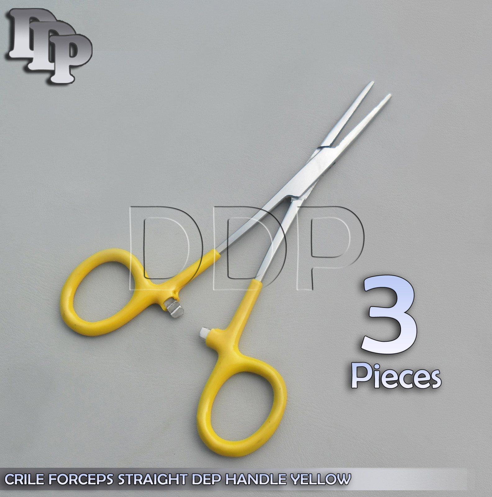 3 Hemostats Crile Forceps Surgical Instruments, Yellow Dep Handle 5.50" Straight