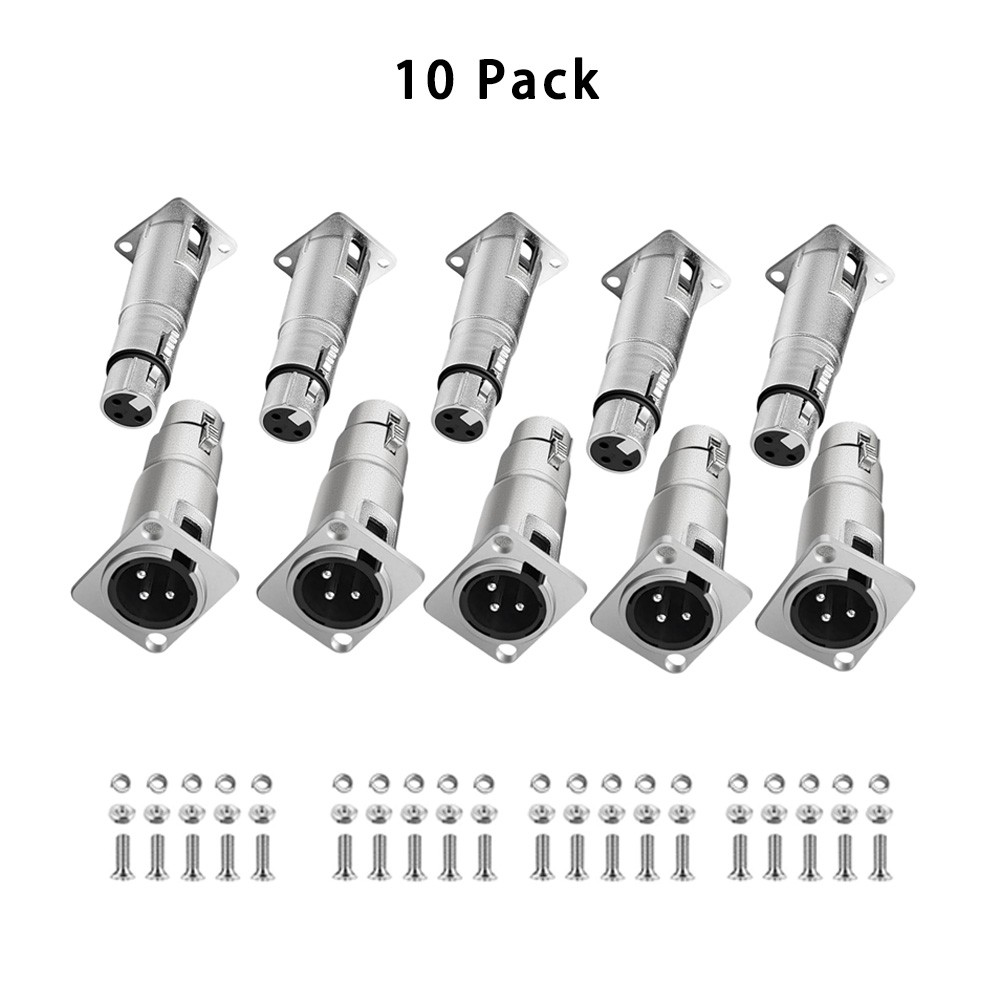 5/10* Xlr Male To Female Panel Mount Connector D Type XLR Pass Thru Adapter