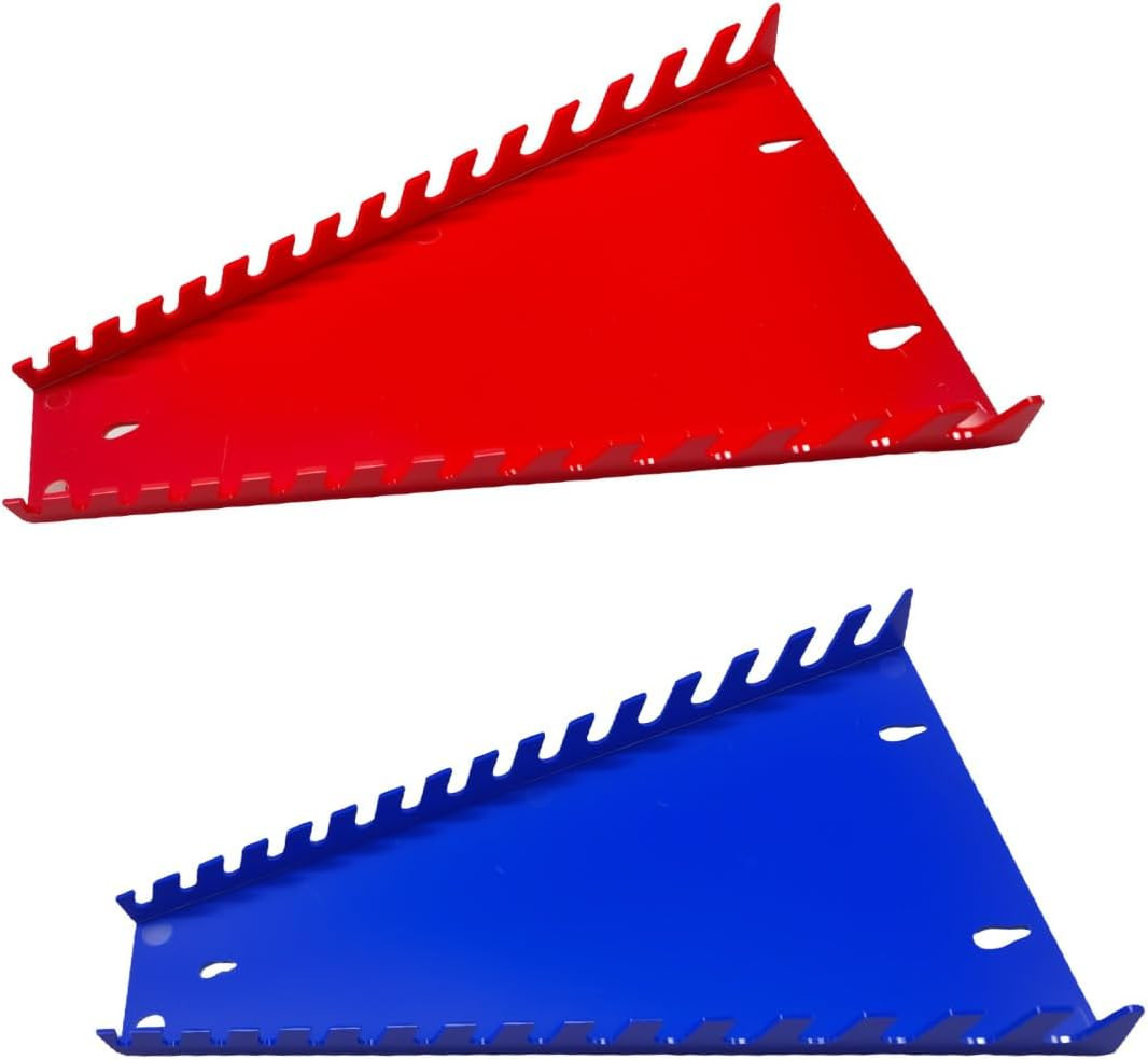 2PCS Wrench Organizer Tray, 16-Slot Each Wrench Rack Tray, Fits SAE (1/4" to 1-1