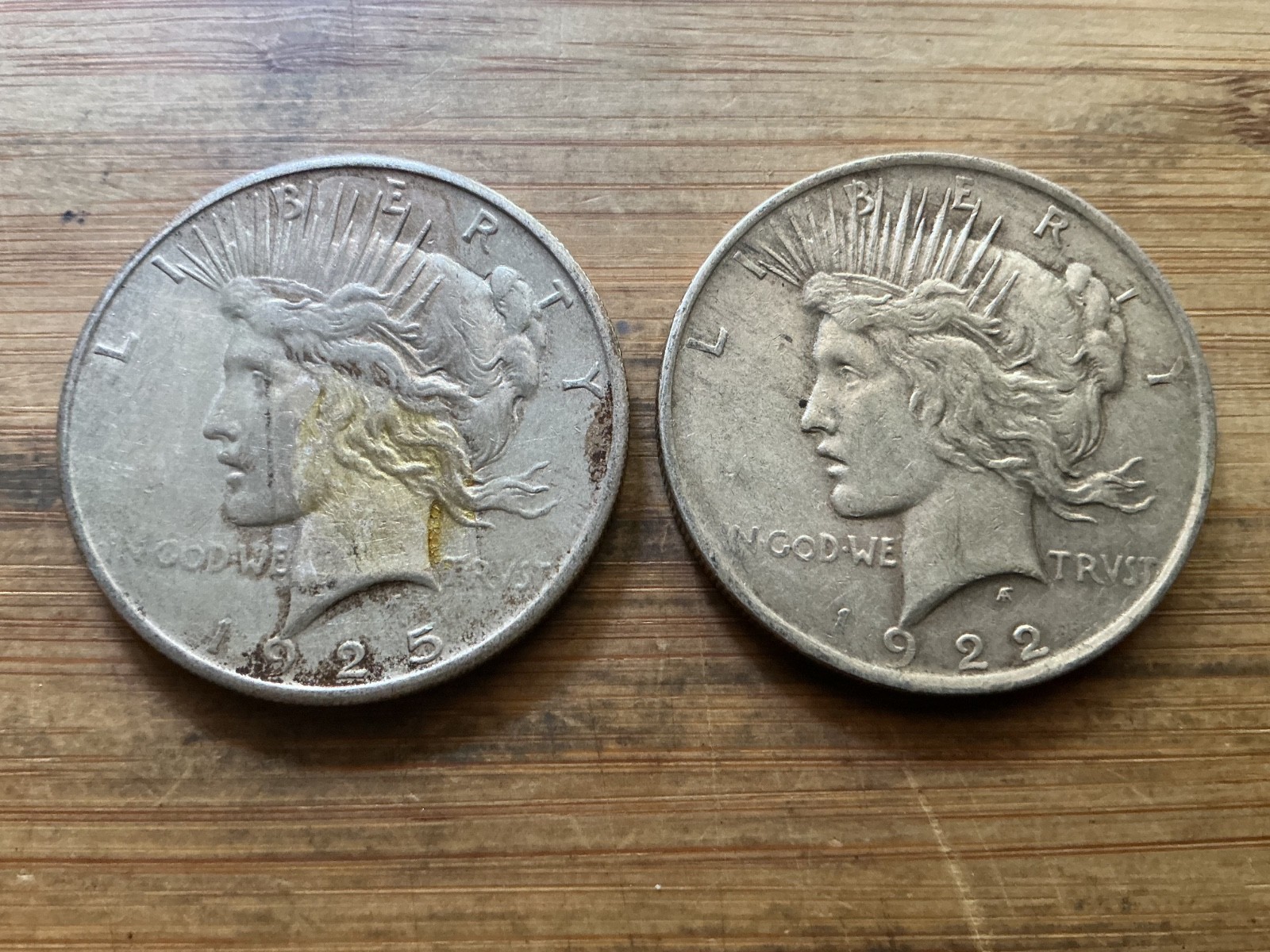 2 Peace Silver Dollars Circulated condition lot P3