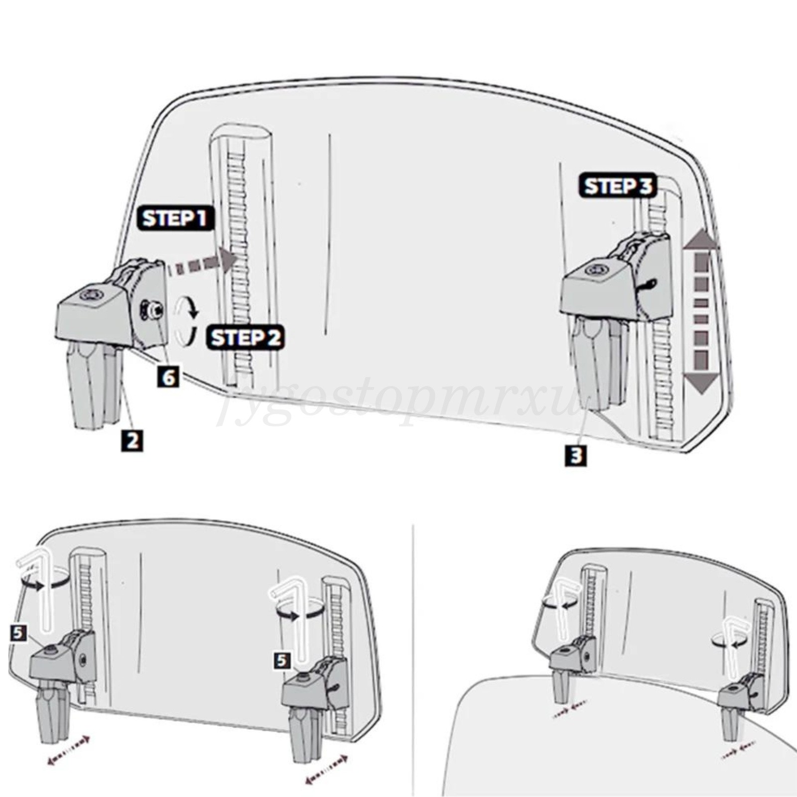 Adjustable Clip-On Windshield Extension Spoiler Windscreen Deflector Motorcycle