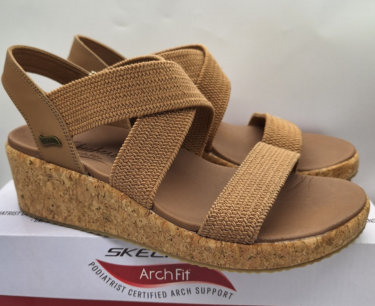 Skechers Sandals Womens Arch Fit Beverlee Love Stays Wedge Vegan 9