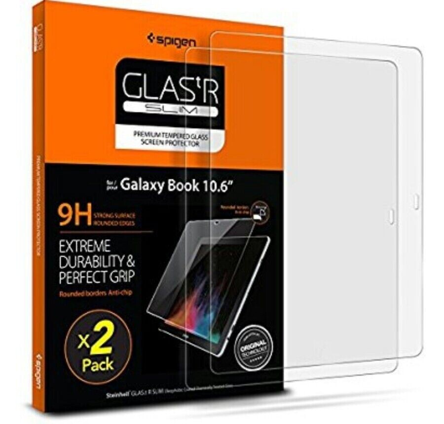 (2) pack Spigen Galaxy Book (2017) Screen Protector 10.6 inch Tempered Glass