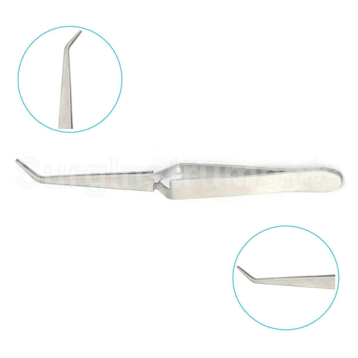 Cross Lock Tweezers Angled Short Pointed Self Closing Reverse Action Forceps