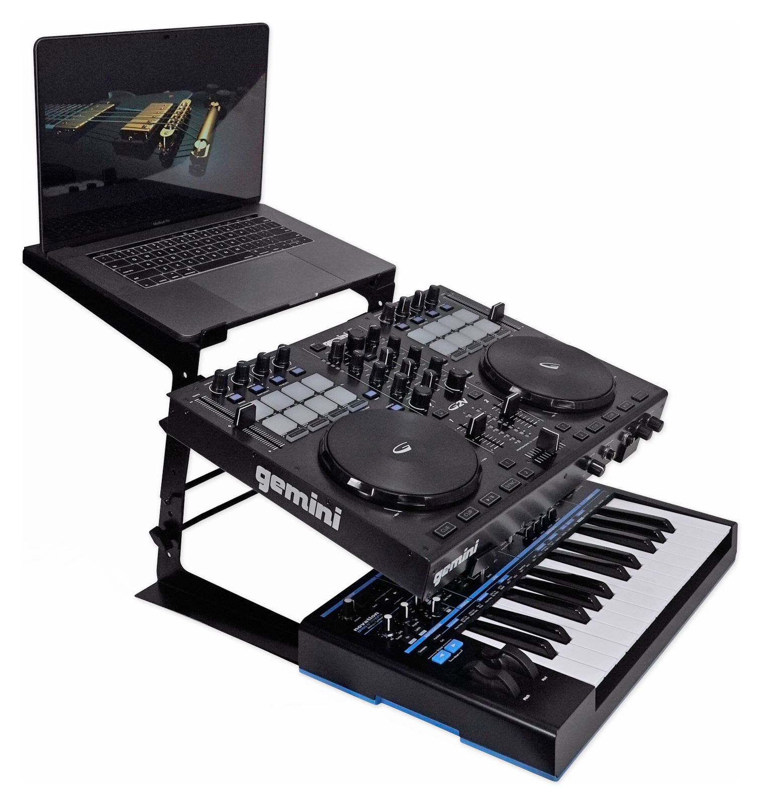 Rockville Dual Shelf Laptop+Controller Stand for M-Audio Code 49 Keyboard