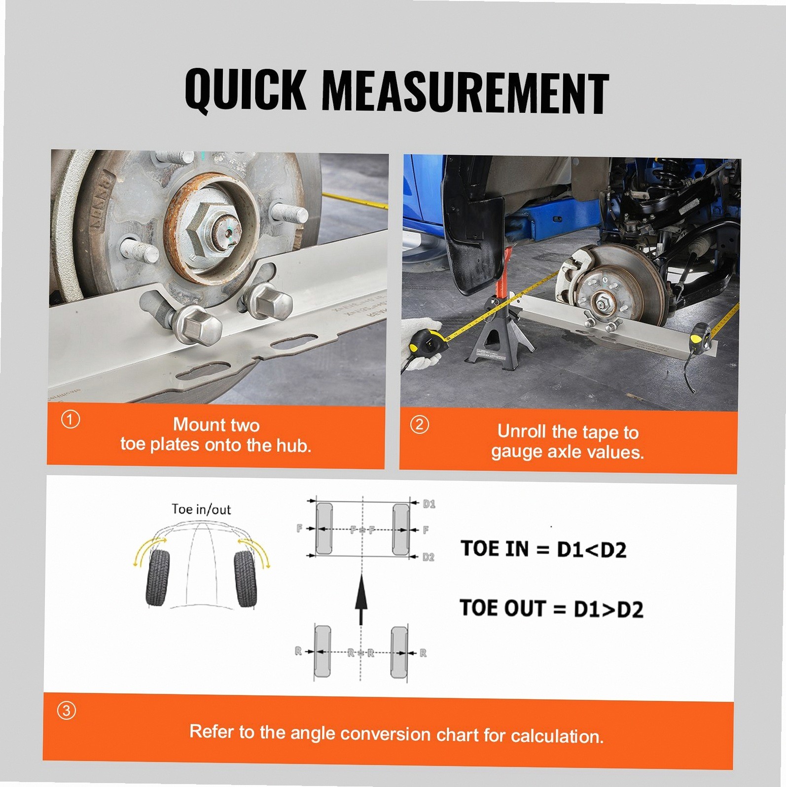 Wheel Toe Alignment Tool 2-PK Stainless Steel Plates