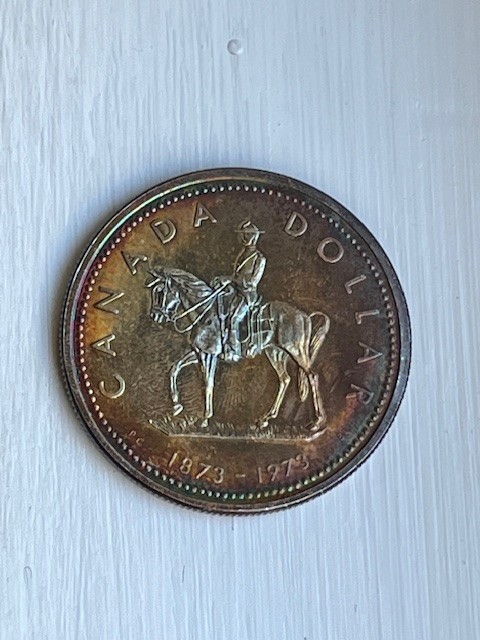 CANADA DOLLAR 1873 - 1973 RCMP GRC Centennial Silver $1 Lovely Toning Mountie