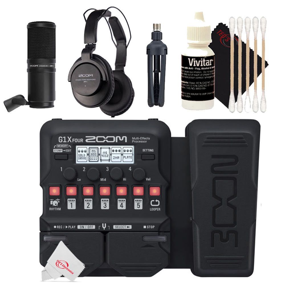 Zoom G1X Four Guitar Multi-Effects Built-In Expression Pedal + ZDM-1 Mic Pack