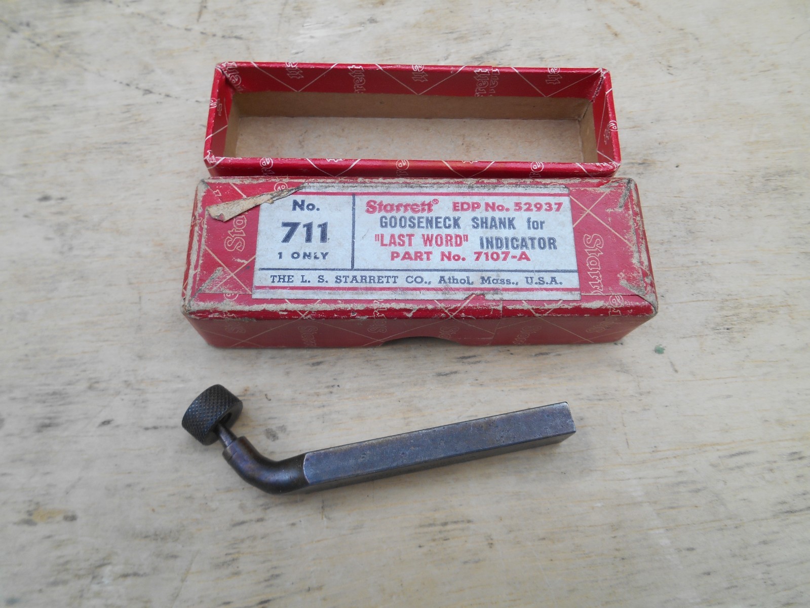STARRETT 711 GOOSENECK SHANK FOR LAST WORD INDICATOR , NOS