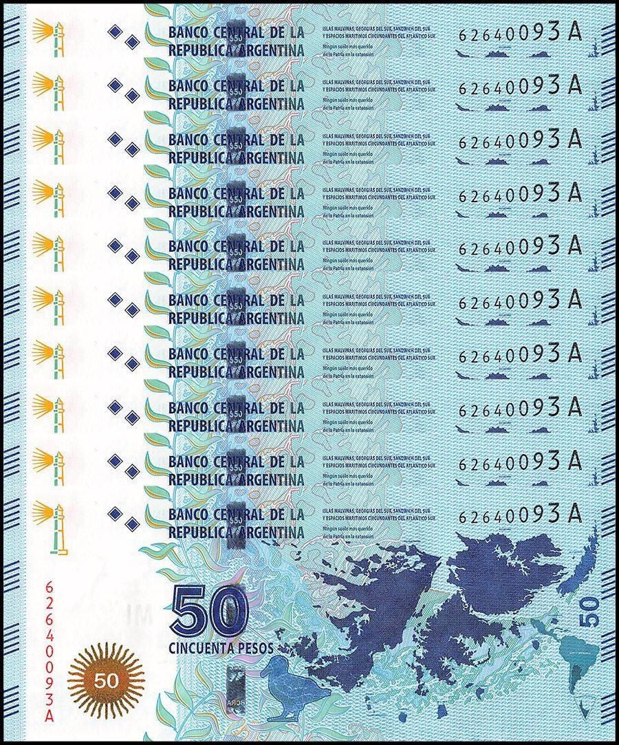 Argentina 50 Pesos, 2015 ND, P-362, UNC, Commemorative X 10 PCS