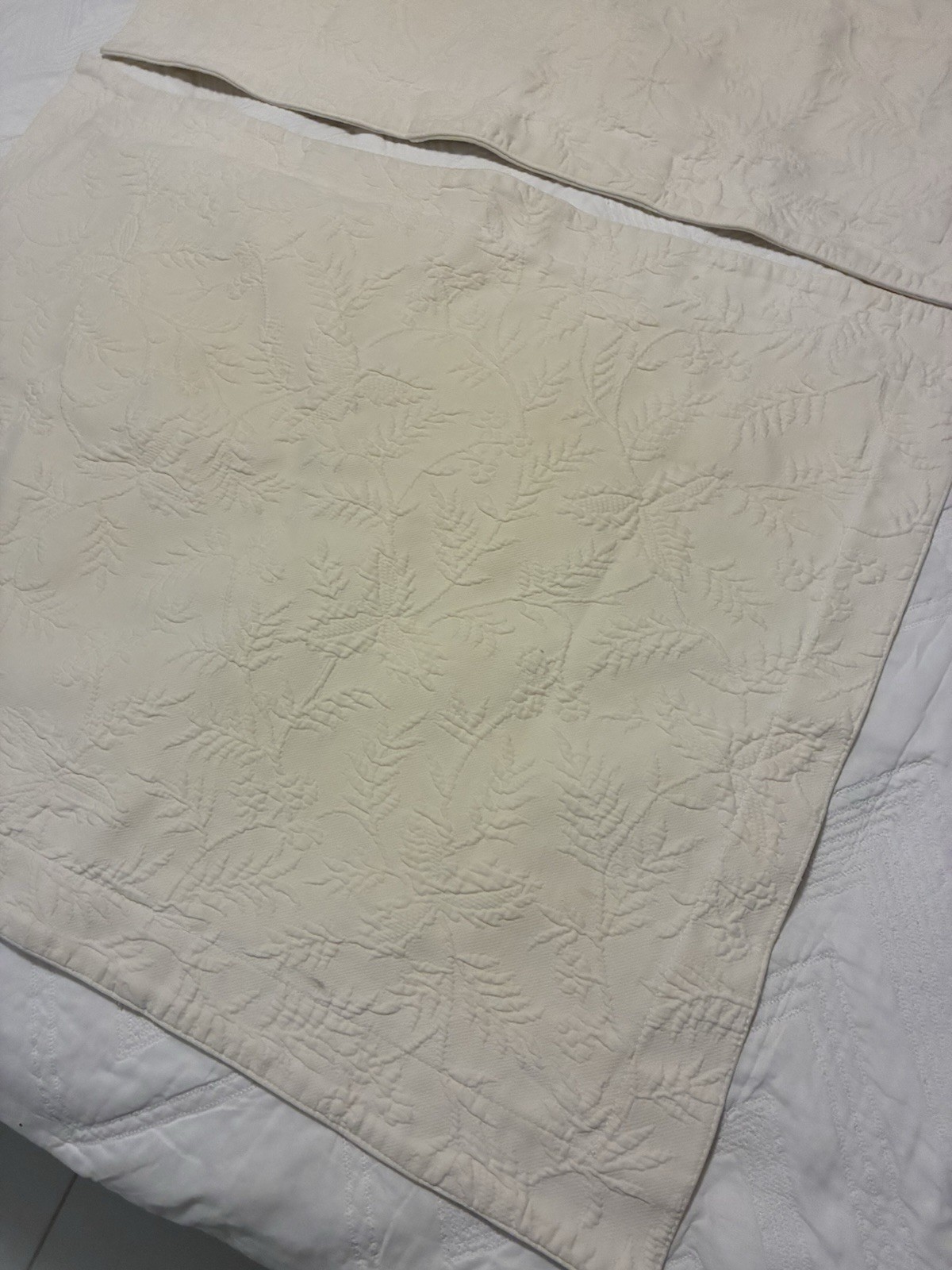 Ralph Lauren Matelasse Shams STANDARD Floral Madeline Cream Cotton Vintage PAIR