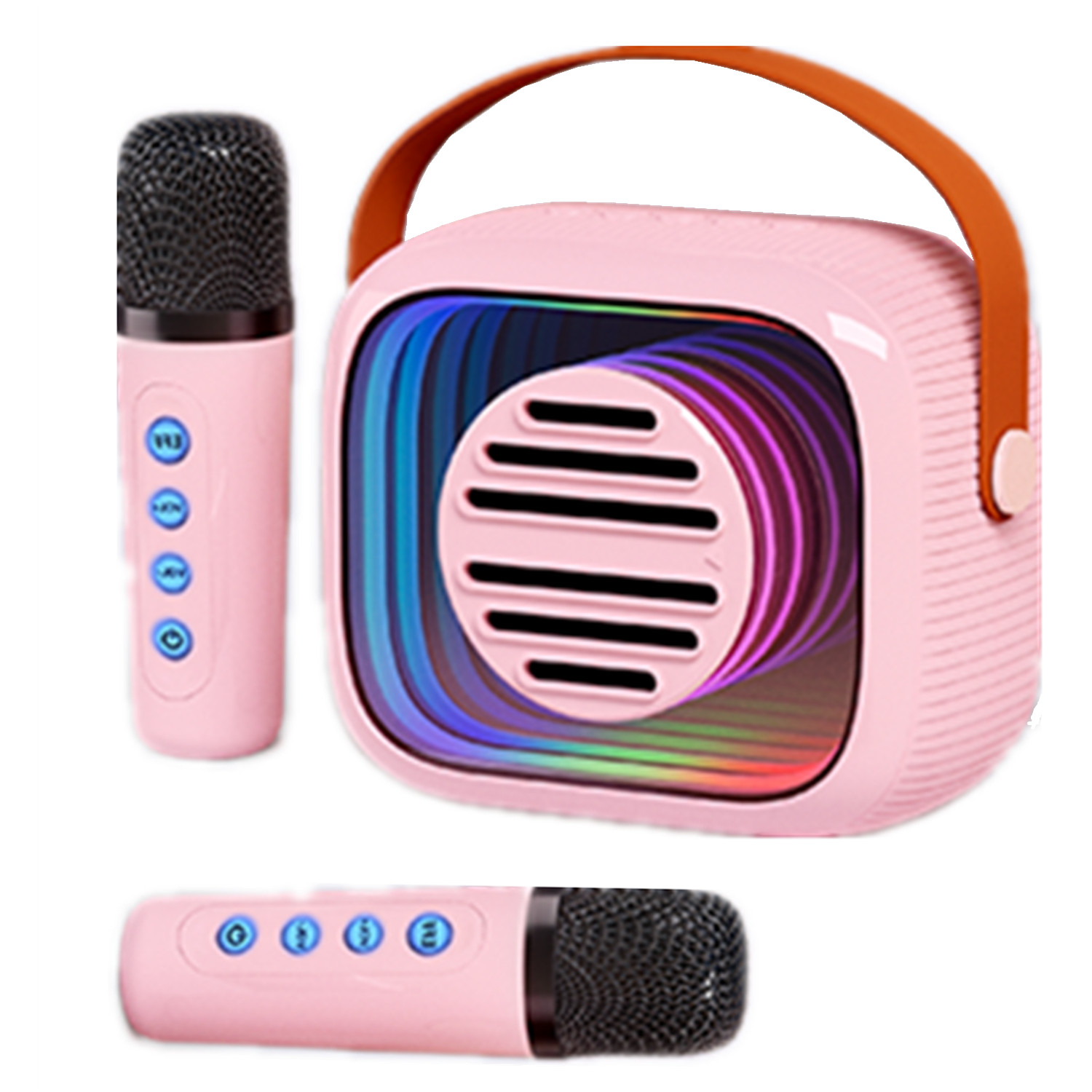 Mini Karaoke Machine Kids Bluetooth Speaker 2 Wireless Microphones Portable