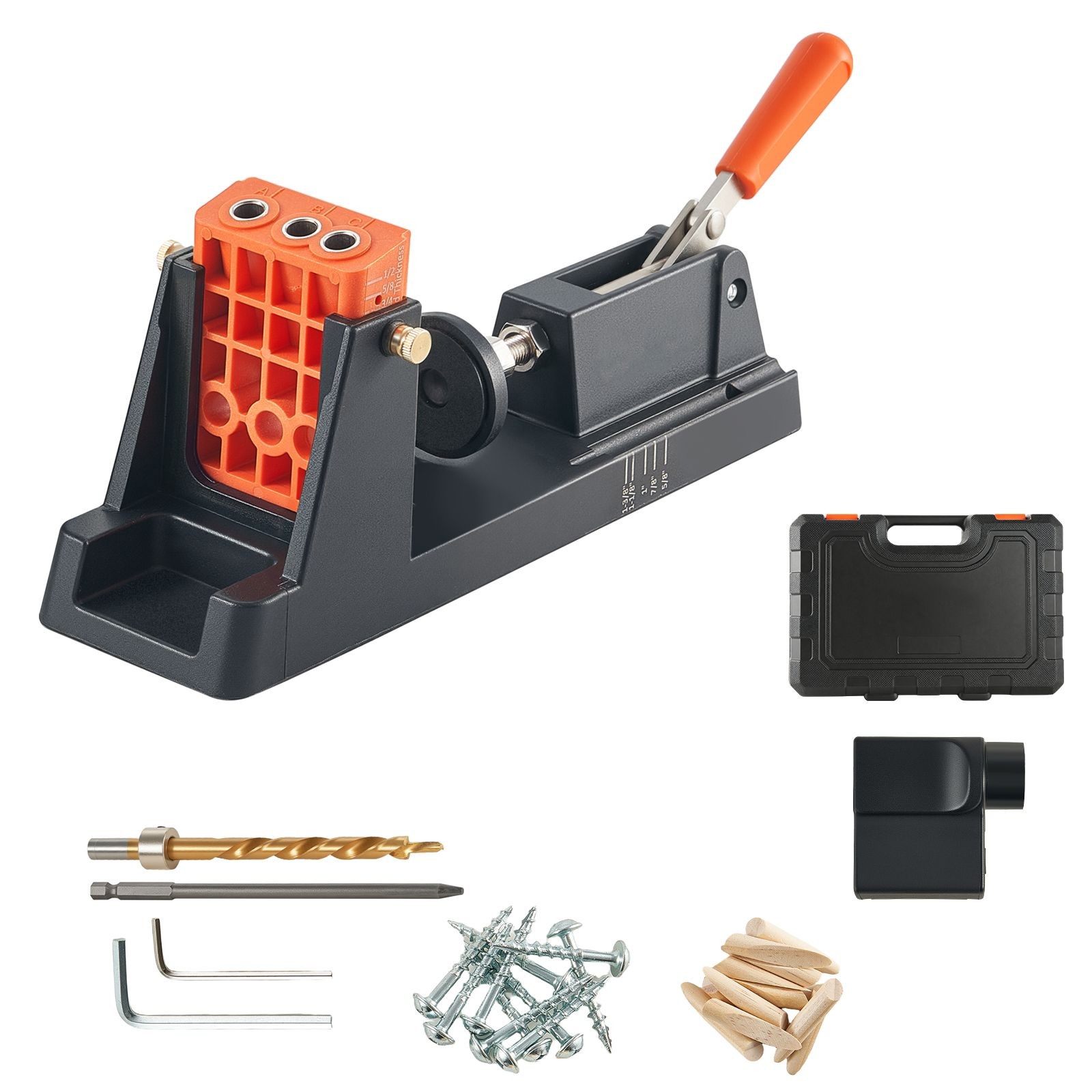 Pocket Hole Jig Kit,1/2" to 1-1/2" Adjustable,Lightweight Jig Pocket Hole System