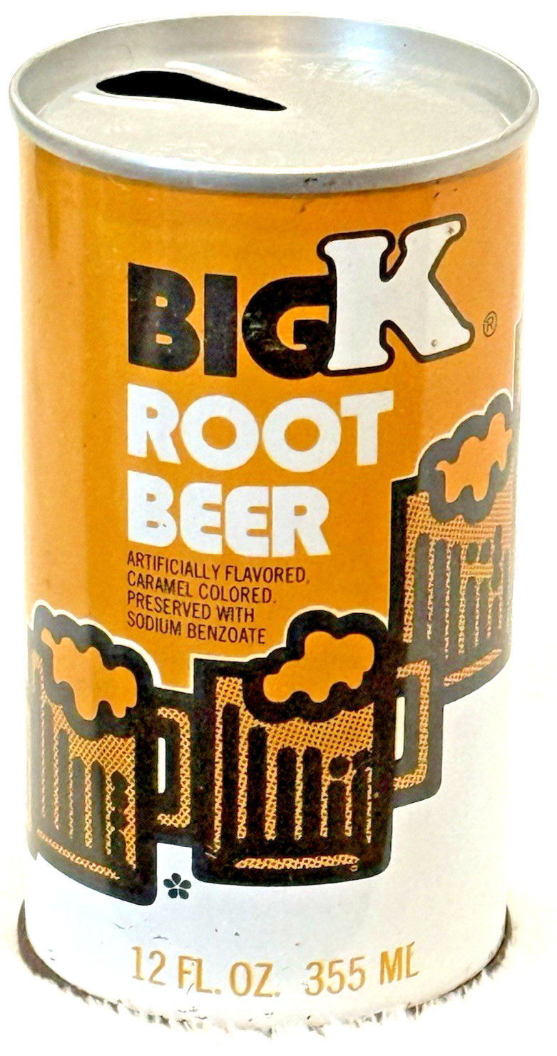 VTG 1970’s Big K-Root Beer 🍺-Kroger-Cincinnati, Ohio-12 oz-Steel Soda-Pop Can