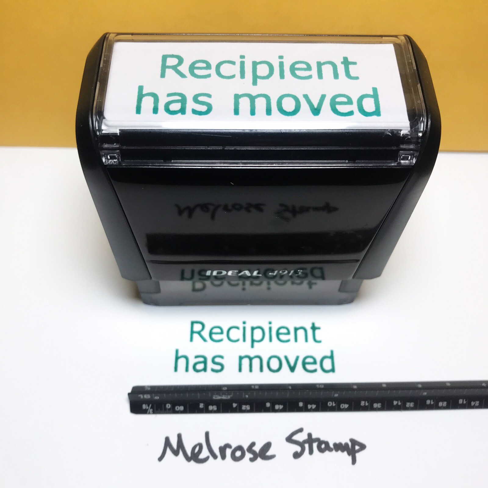 Recipient Has Moved Rubber Stamp Green Ink Self Inking Ideal 4913