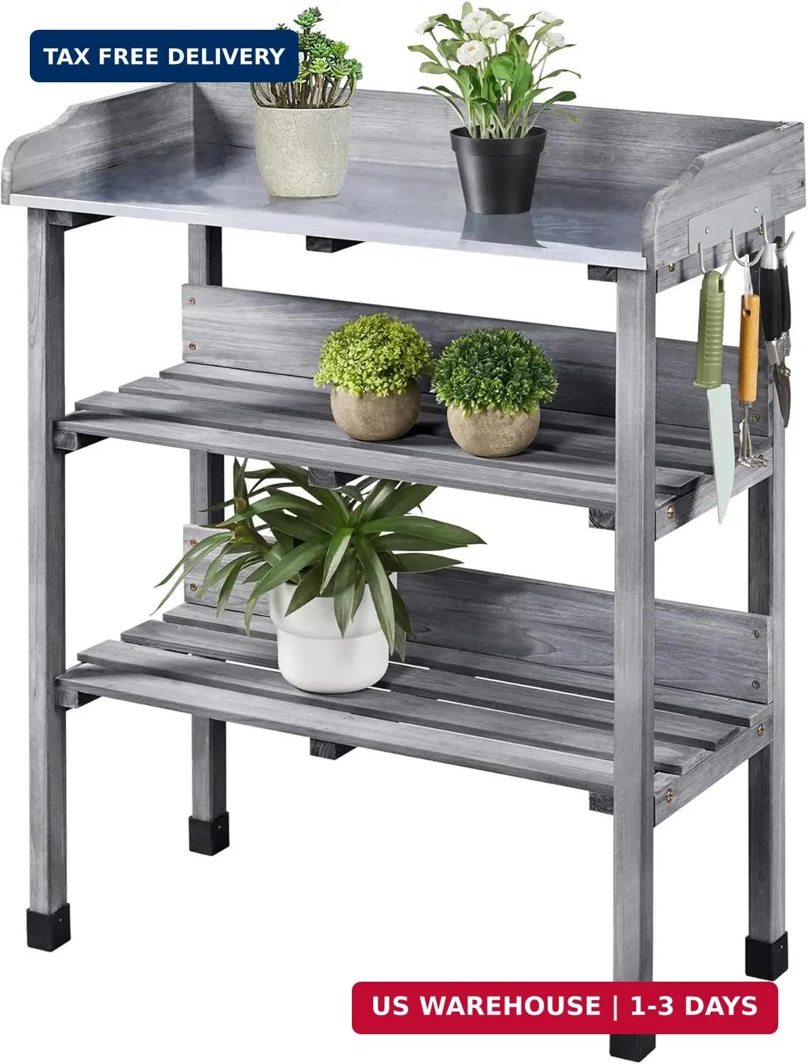 Yaheetech Garden Potting Table Horticulture Potting Bench w/Storage Shelf W/Meta