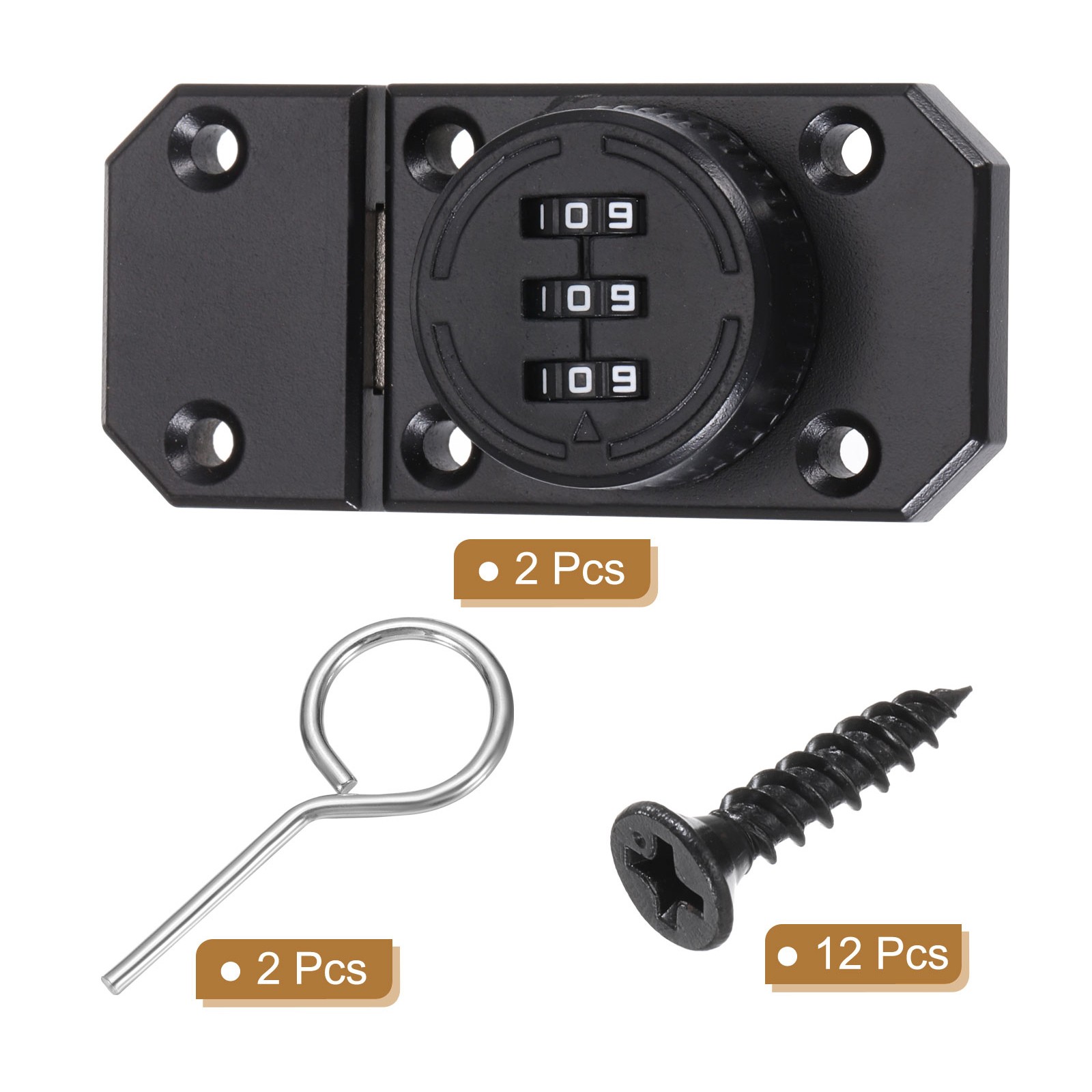2 Pcs Keyless Combination Lock for Mechanical Wardrobe Black
