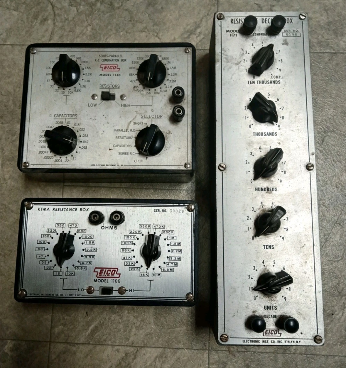 EICO Resistance Decade Box RTMA Model 1171 1140 1100 Vintage Test Equipment Lot