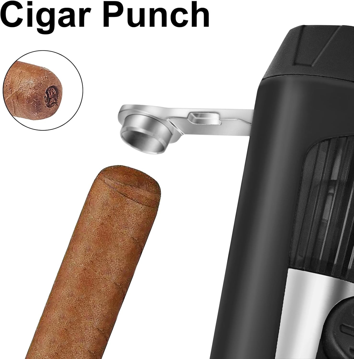 Cigar Torch Lighters Double Jet Butane Refillable Lighter with Cigar Punch