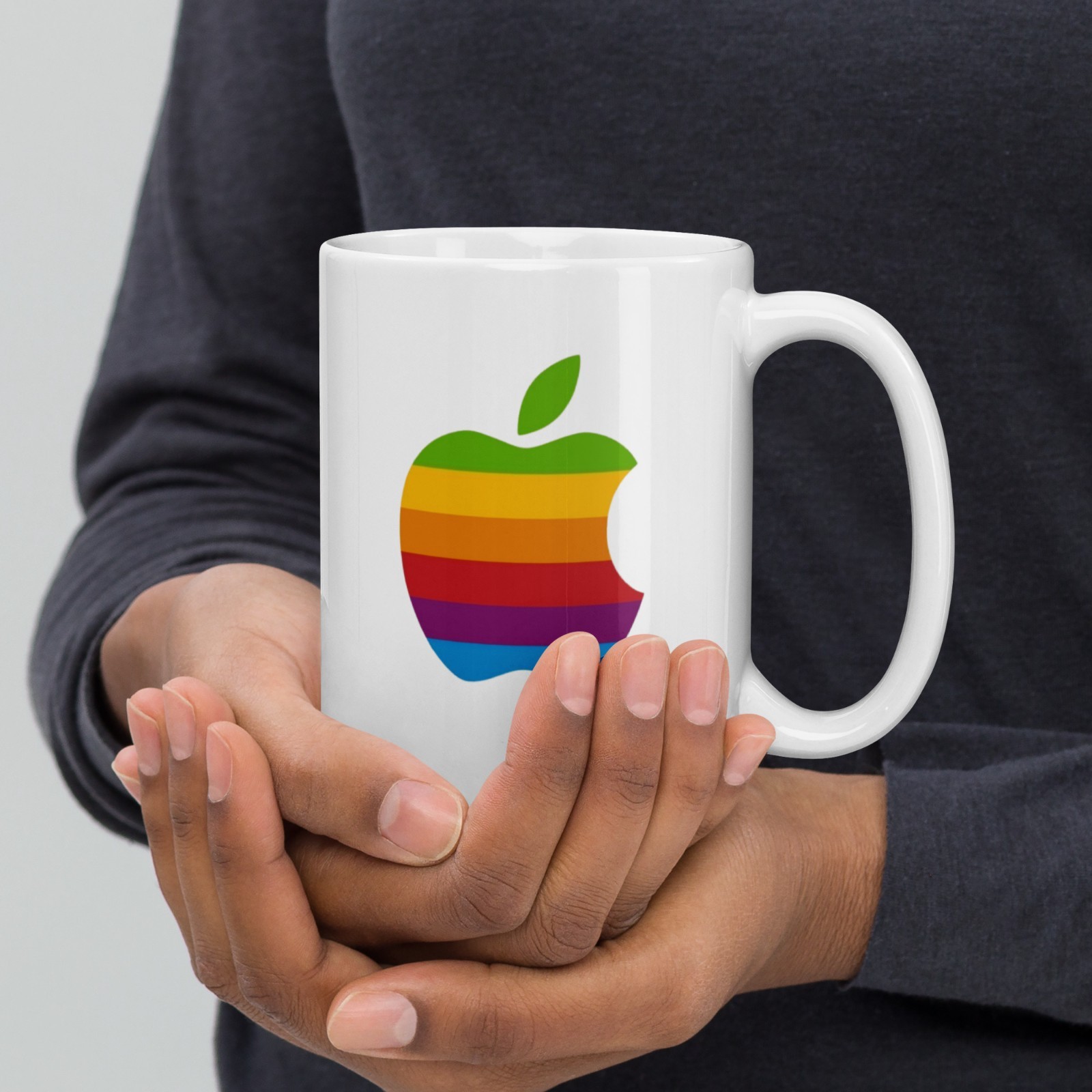 Vintage Retro Apple Logo Ceramic Coffee Mug – 15oz
