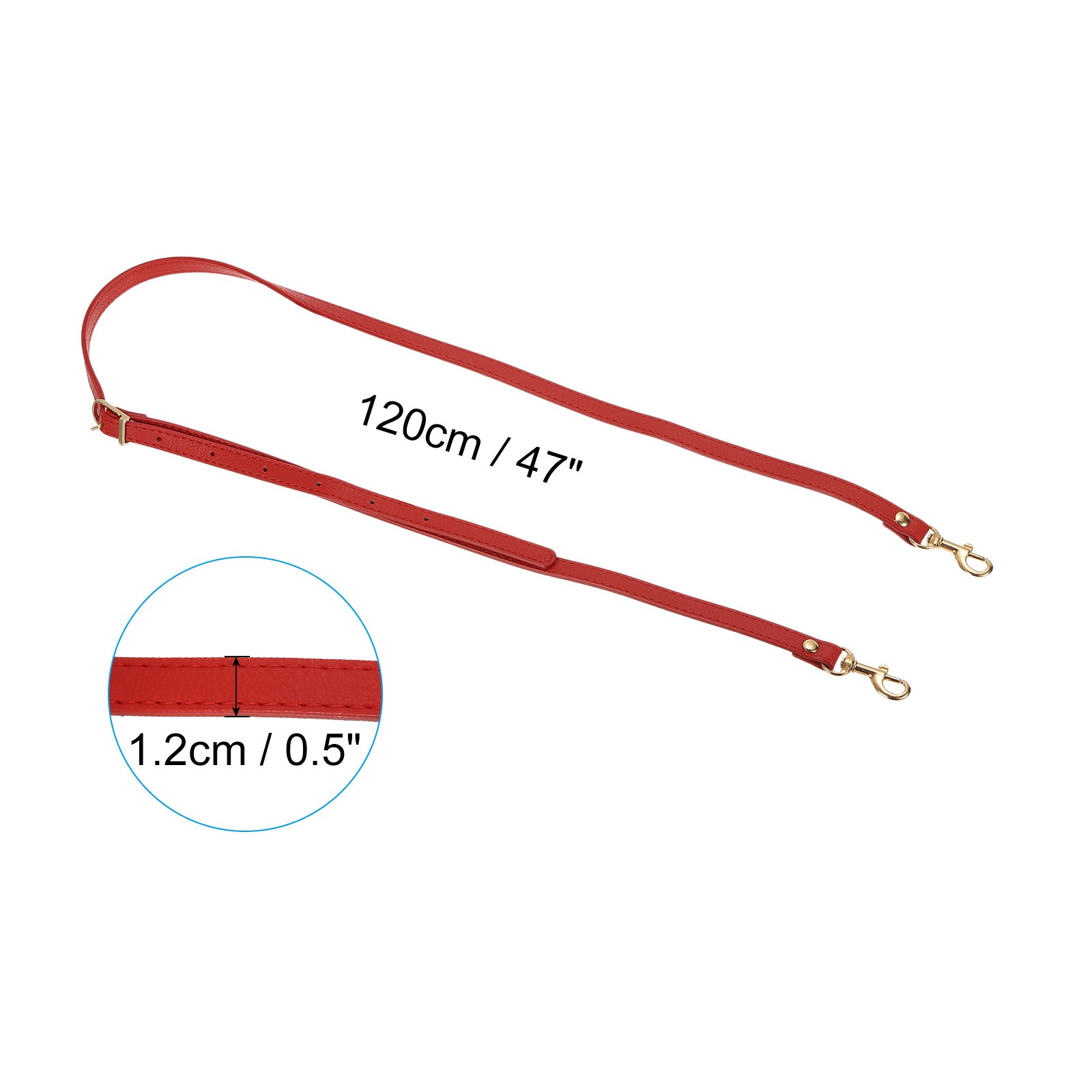 47 Inch Adjustable PU Leather Purse Strap with Gold Hardware, Red
