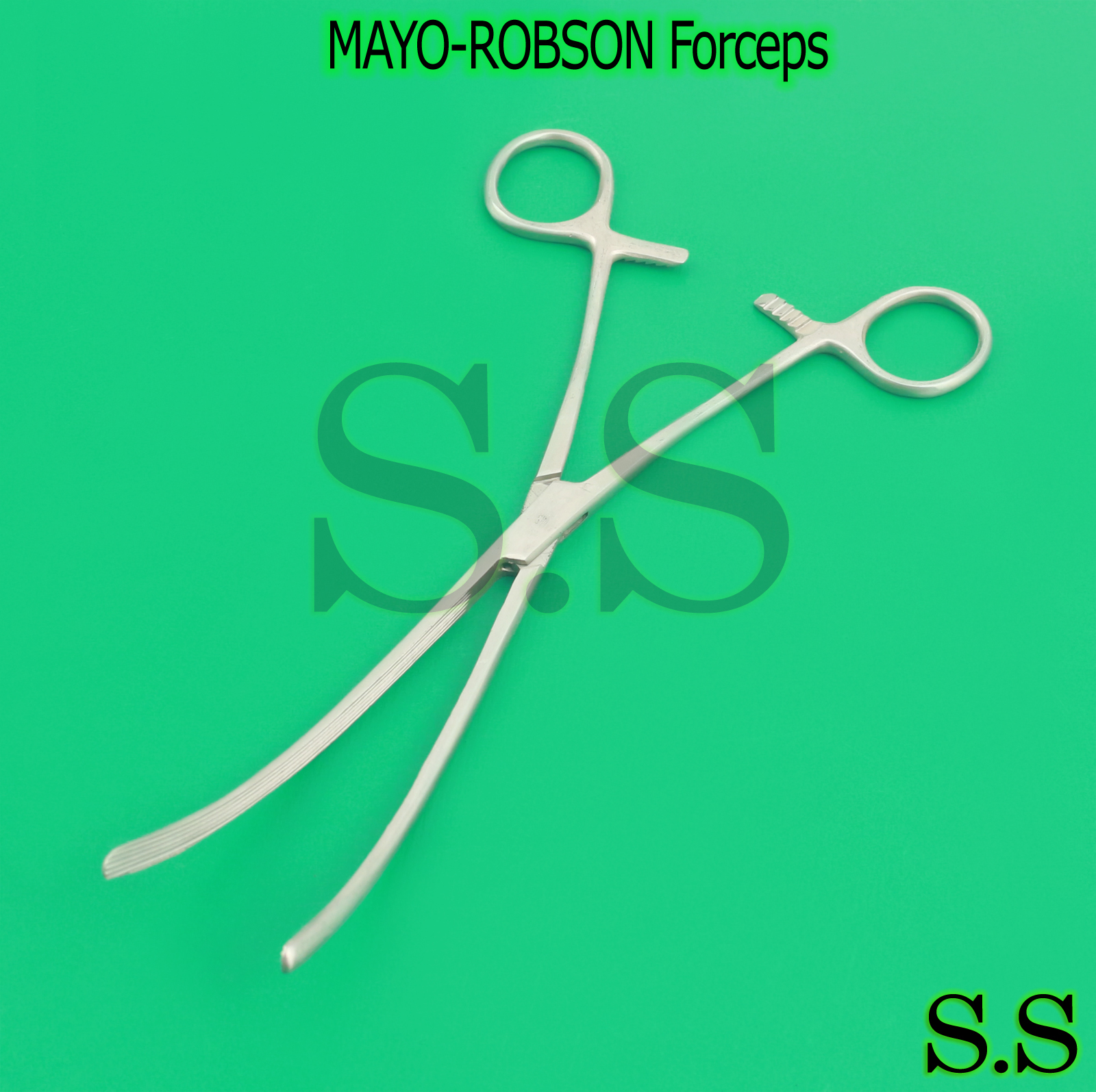 MAYO-ROBSON Forceps 10" Longitudinal Serration Curved