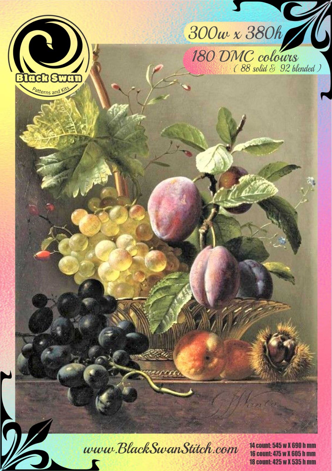 Prune, Grape & Chestnut 15 Chart Counted Cross Stitch Pattern Needlework