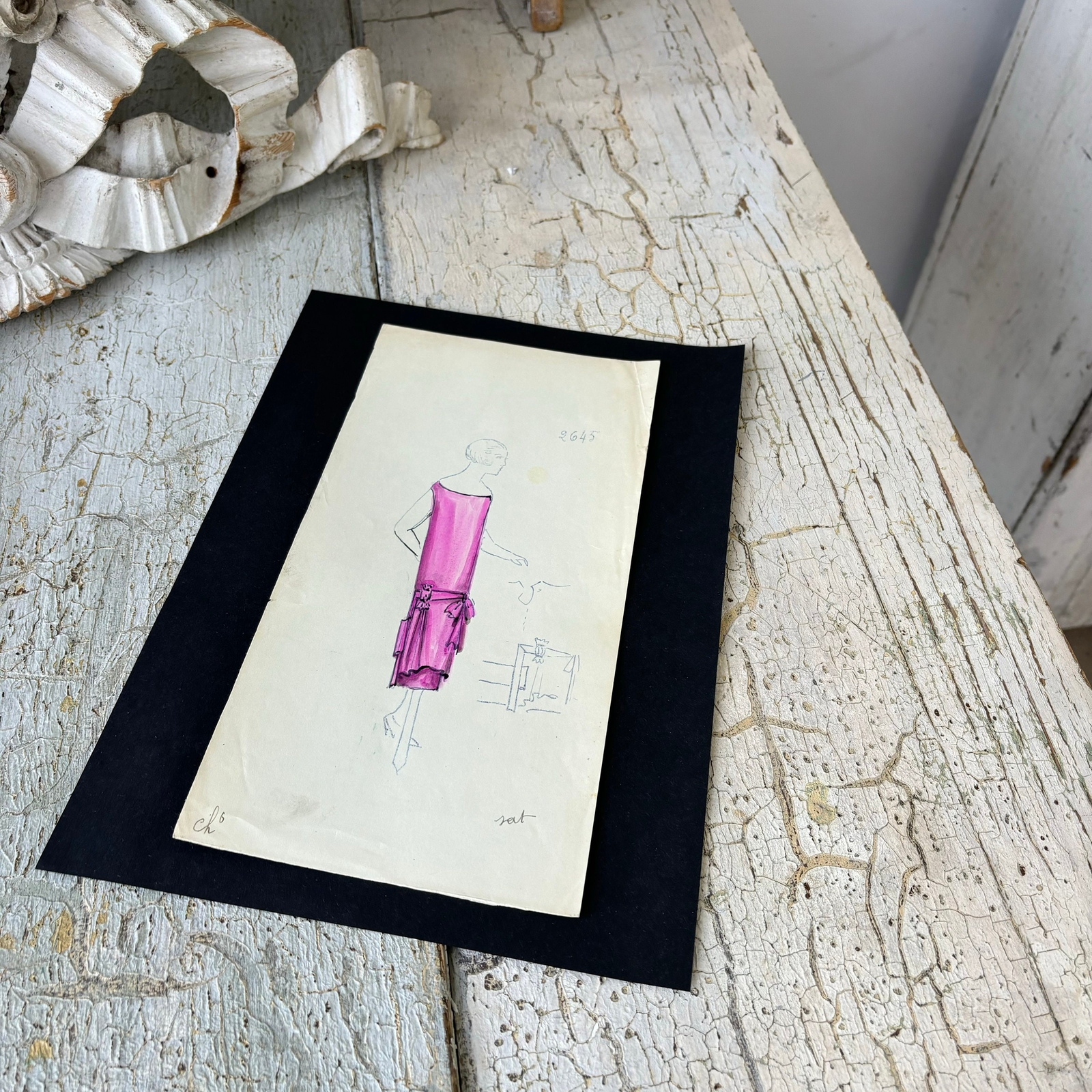 1 Louise CHERUIT Antique French Paris Fashion House of illustration drawings sk