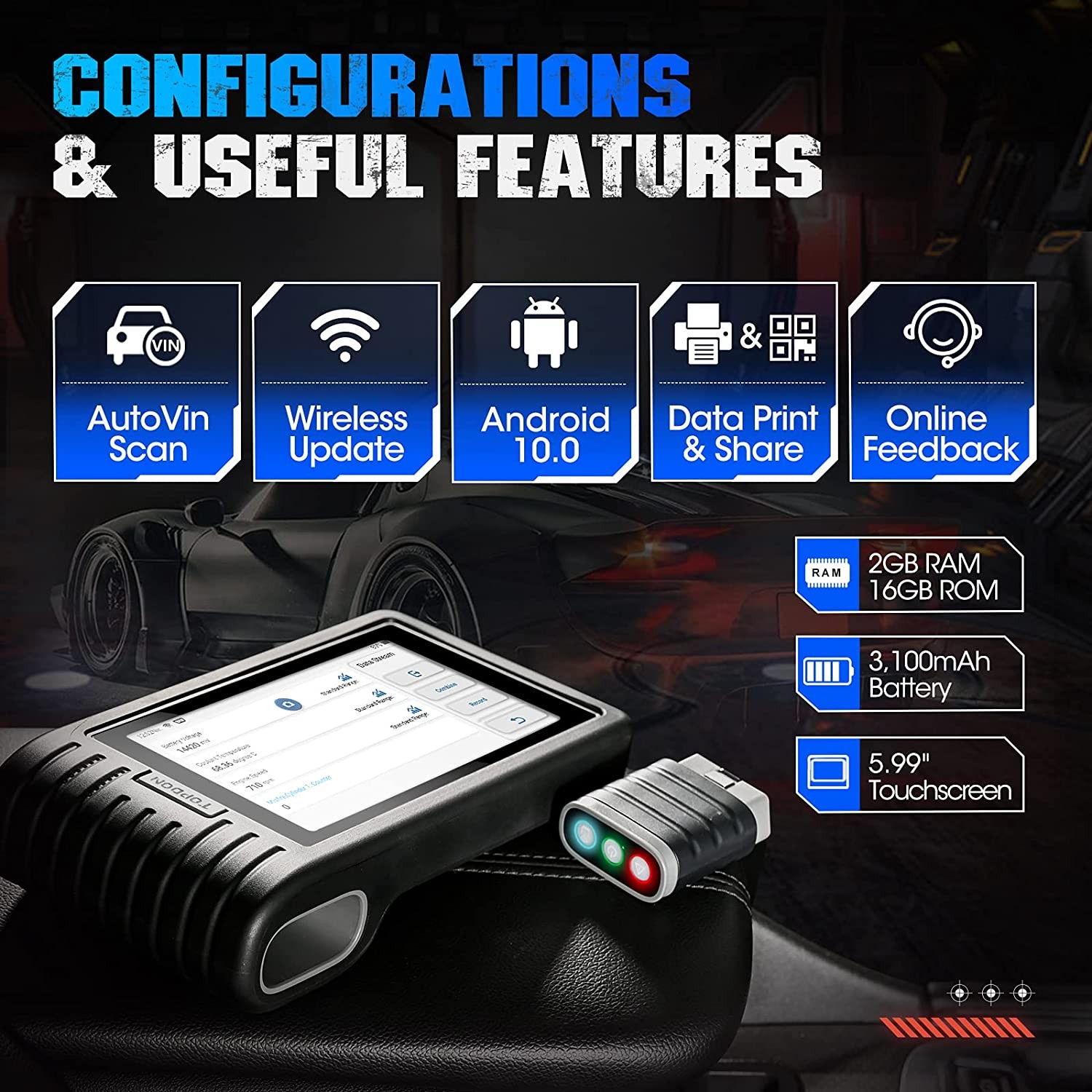2025 TOPDON ArtiDiag800BT Car Diagnostic Tool Full System Bluetooth OBD2 Scanner