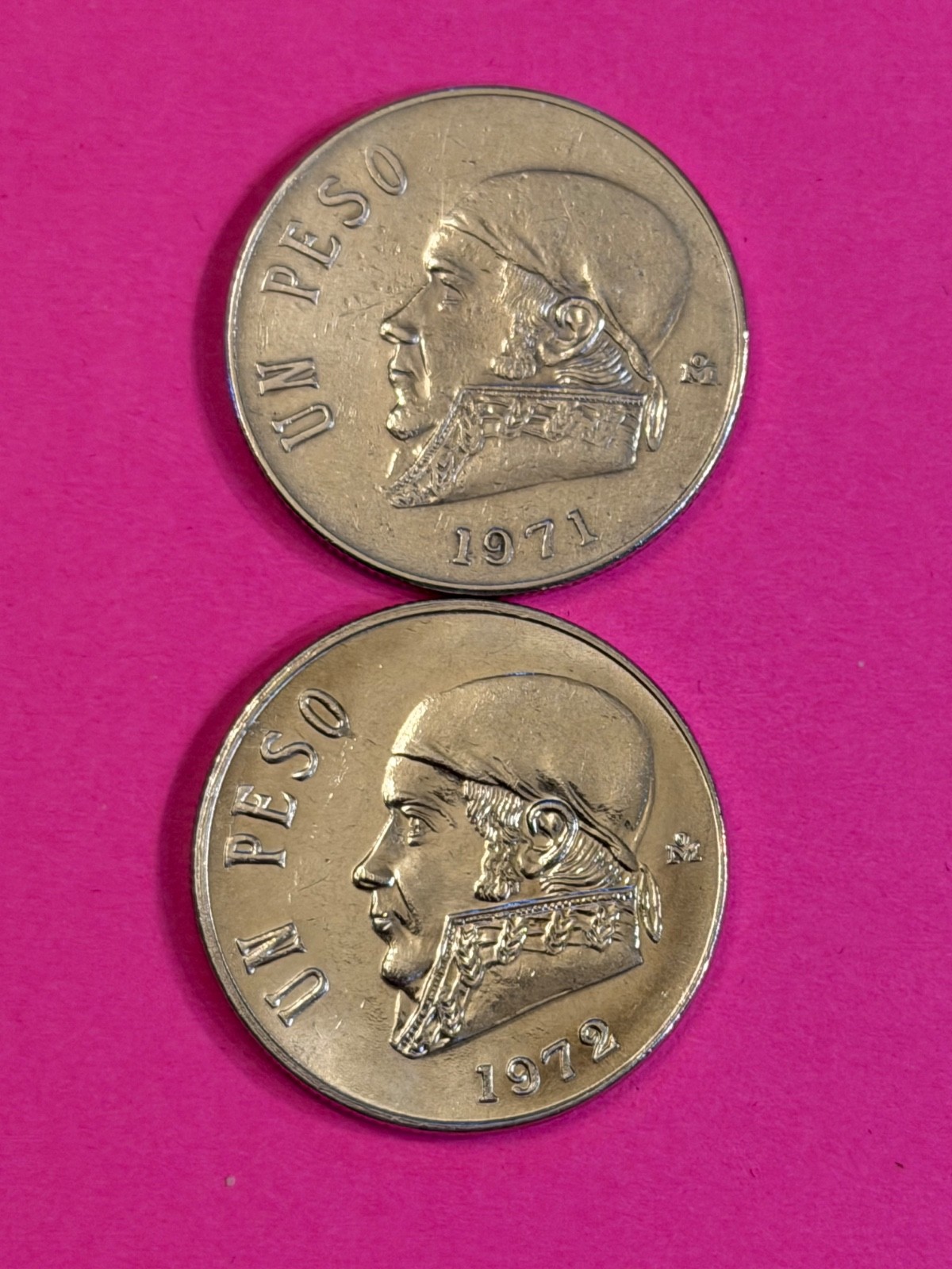 COIN MEXICO 1971-1972 UN PESOS  MORELOS PAVAN  FREE SHIPPING