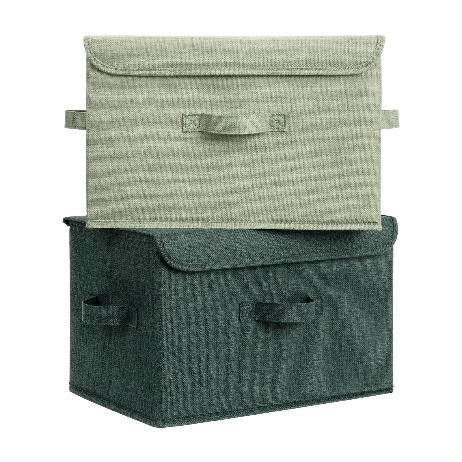 Storage Basket with Lid, Decorative Closet Bins, Collapsible, 2~Pack