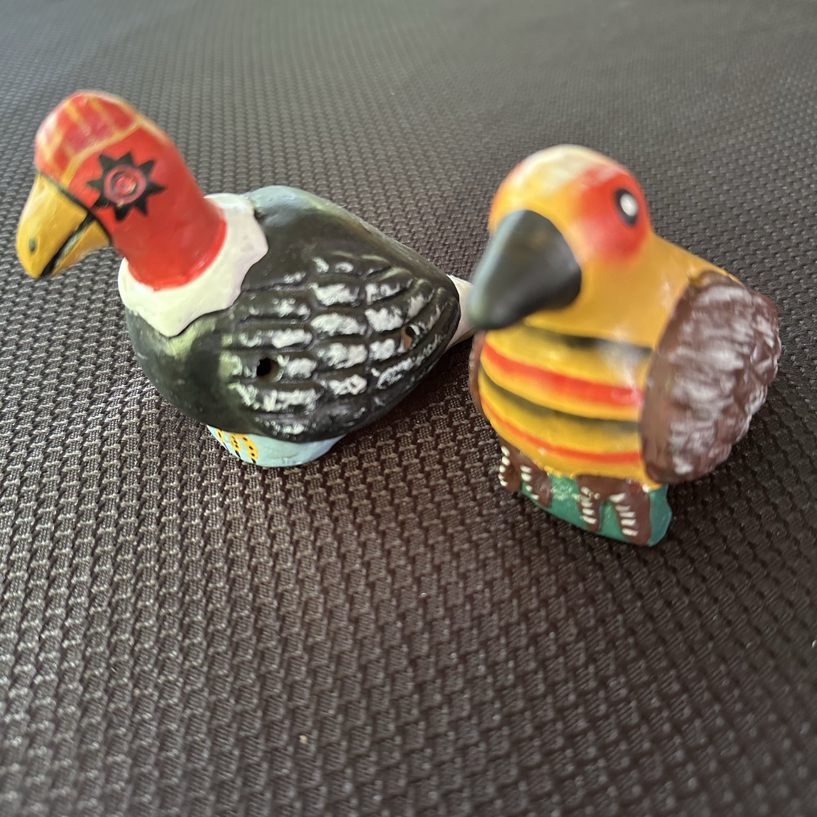 Lot of 2 Water Bird Whistles Peru Wood Handmade Hand Painted Colorful