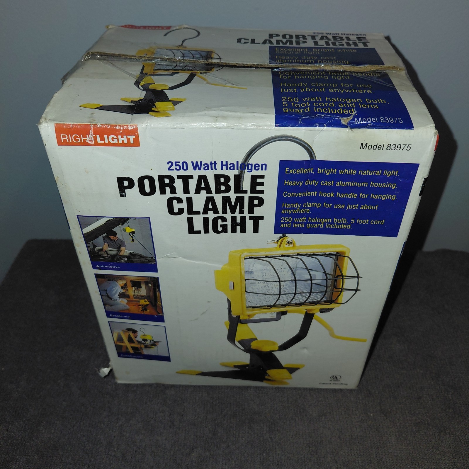 Right Light 250W Halogen Portable Clamp Work Light / Yellow / Durable