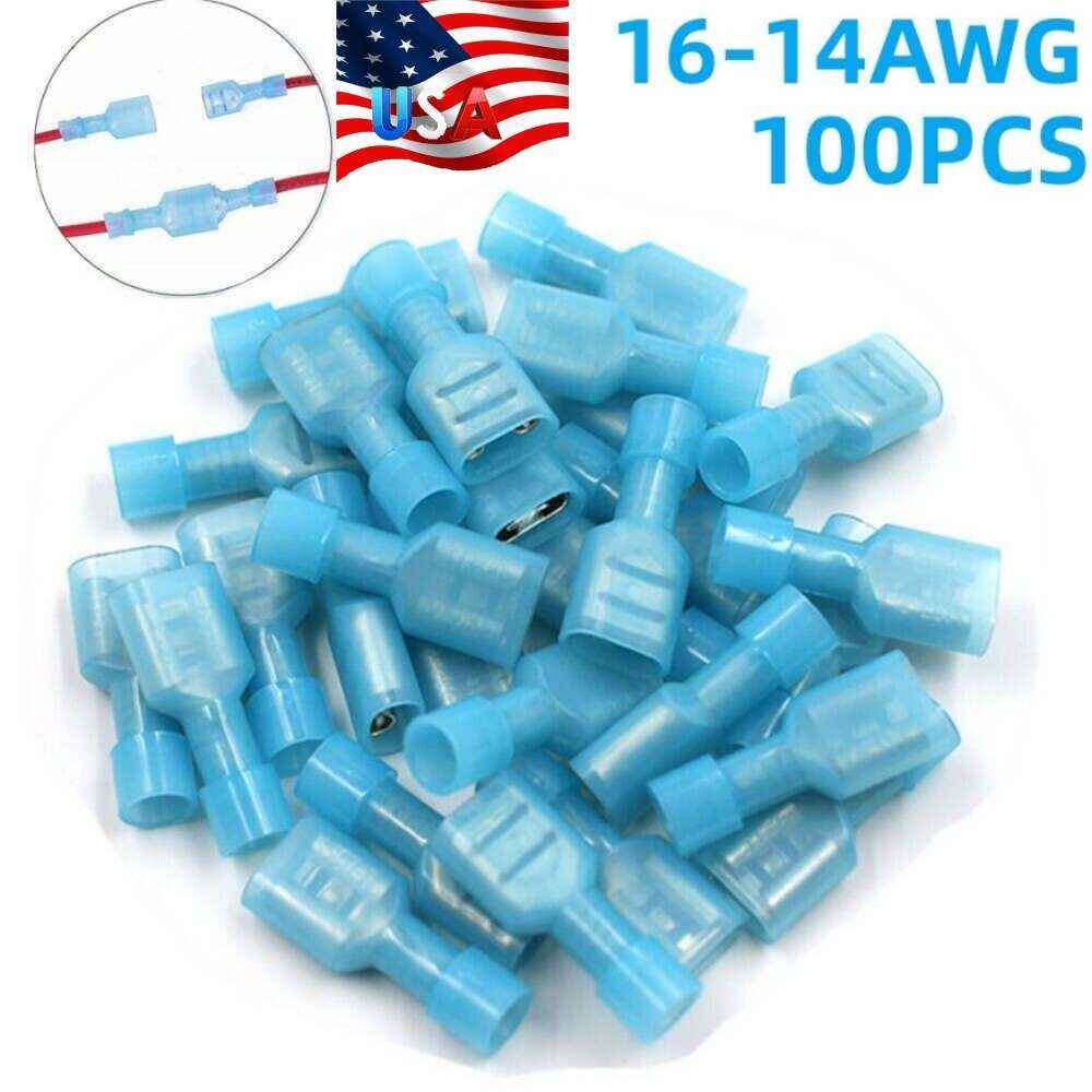 50/100x Female Male Insulated Spade Butt Terminal Crimp Wire Connectors 16-14AWG