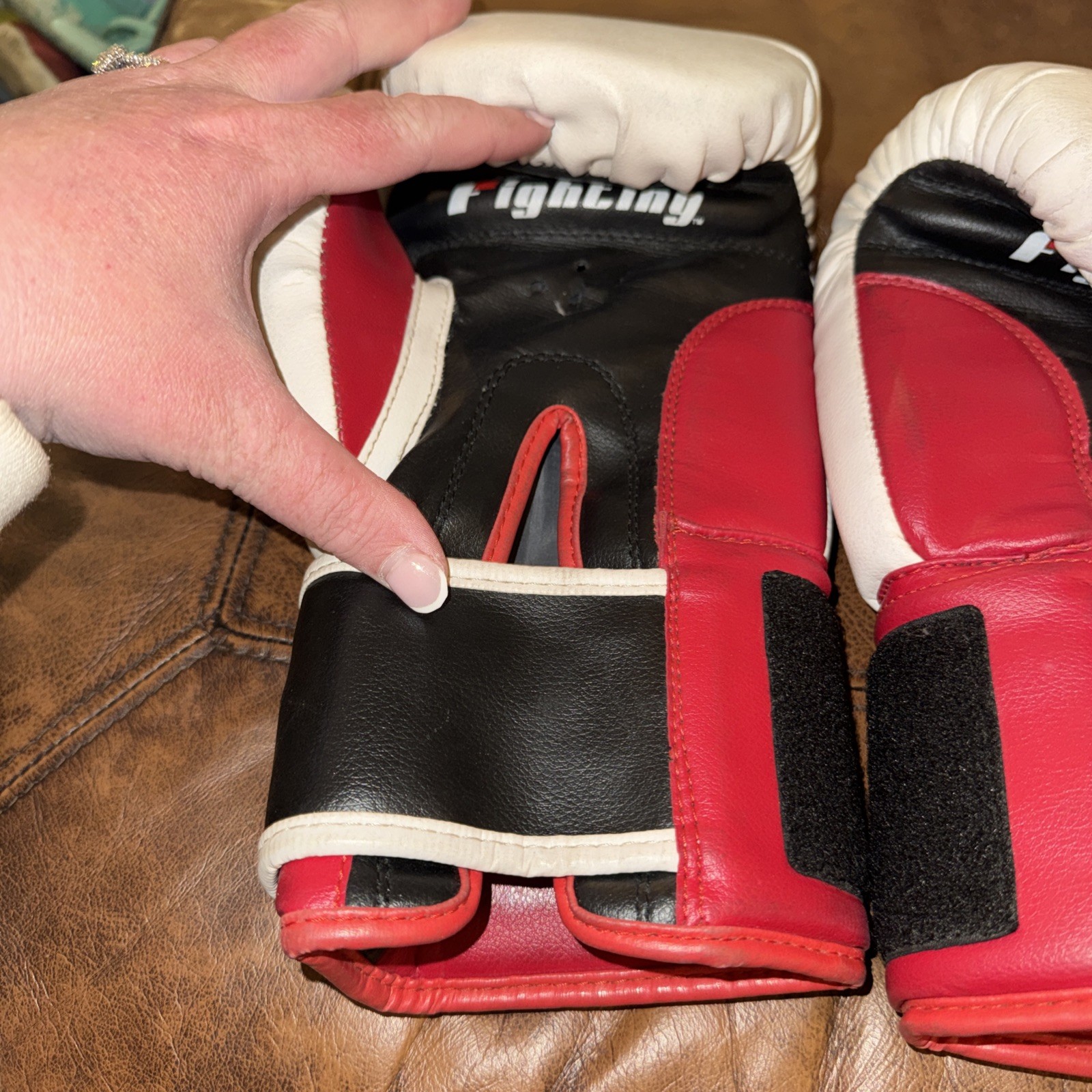 Fighting Force Boxing Gloves White Navy Red 12oz