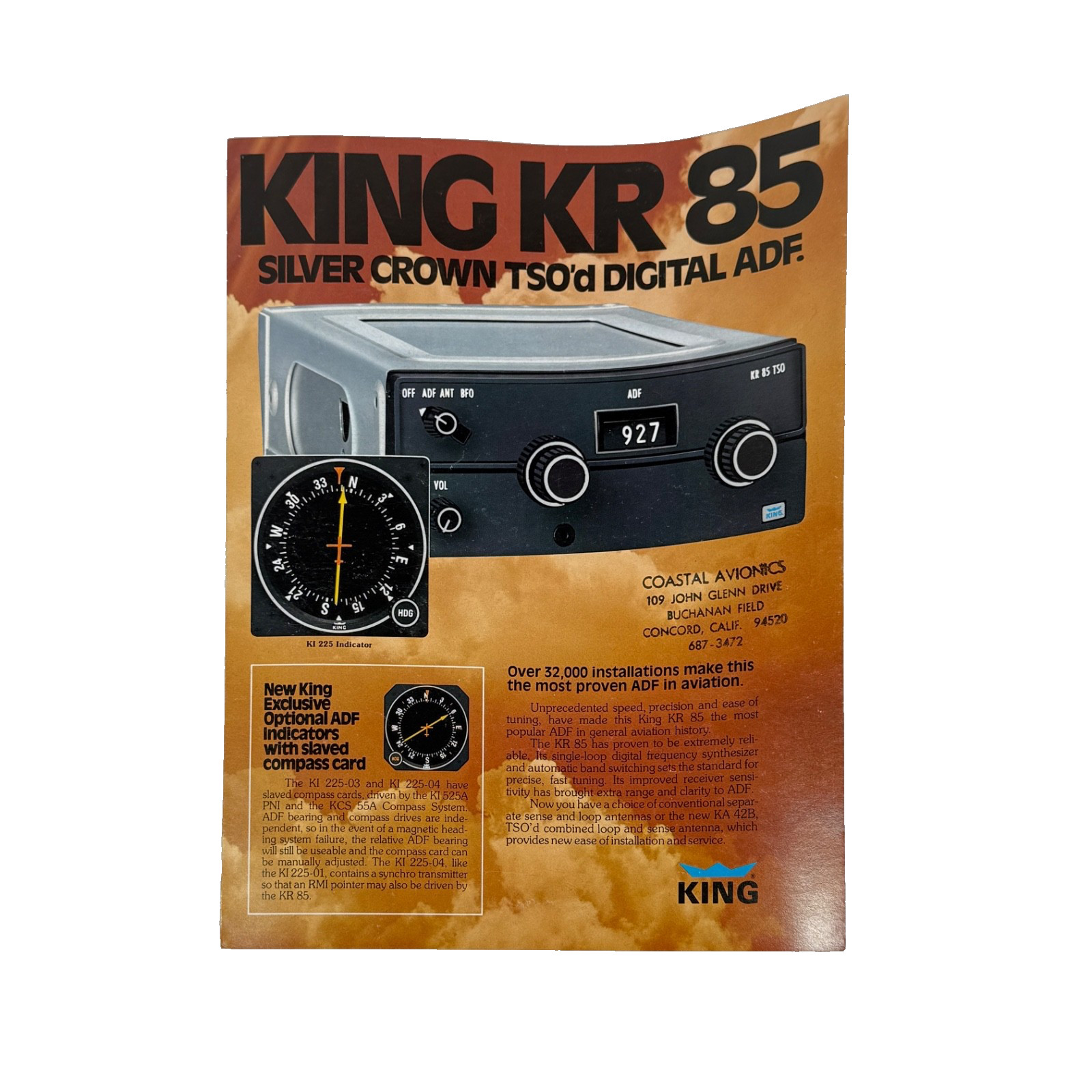 King Silver Crown KR 85 TSO'd Digital ADF Pilots Manual Vintage