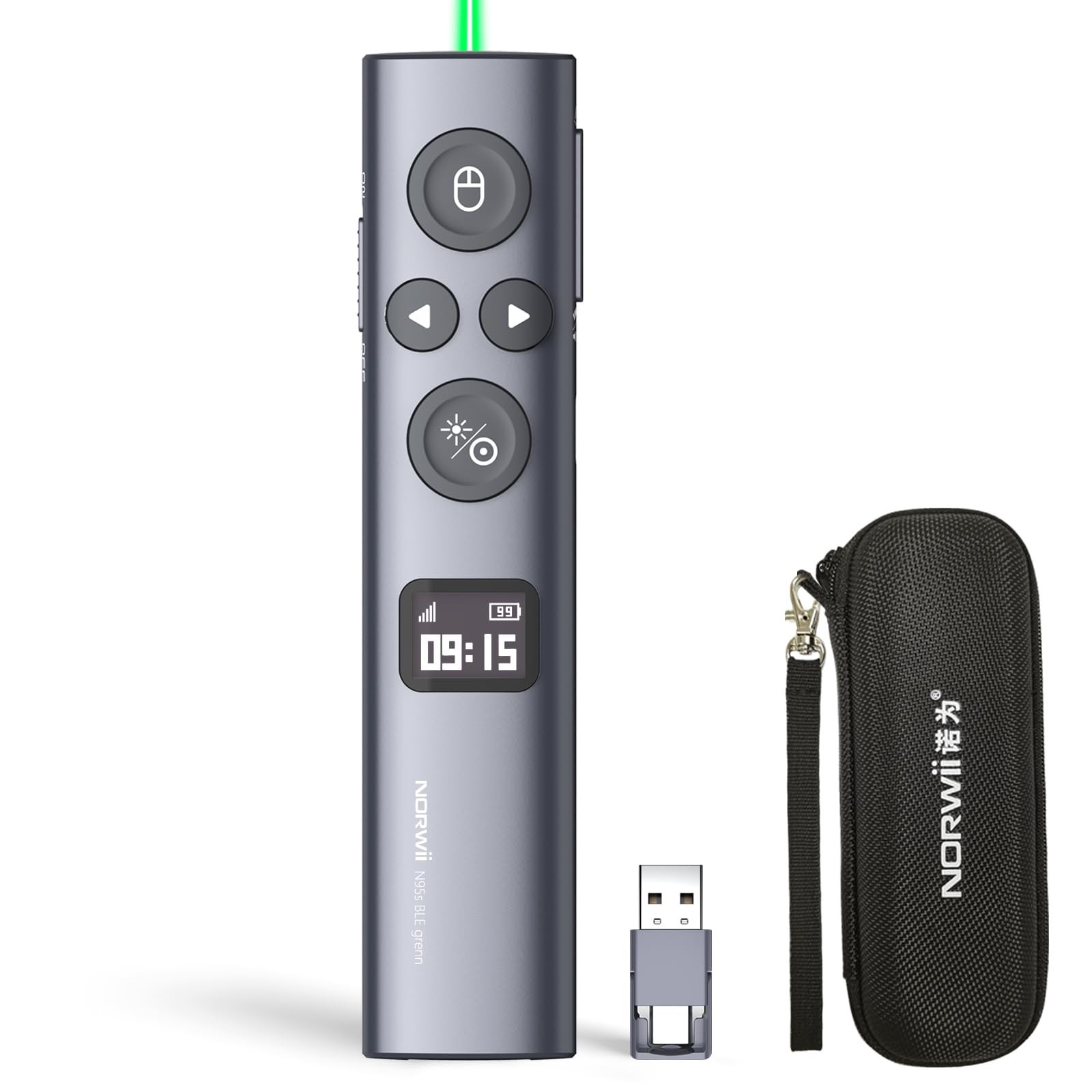 N95s Presentation Clicker for PowerPoint with Digital Laser Pointer