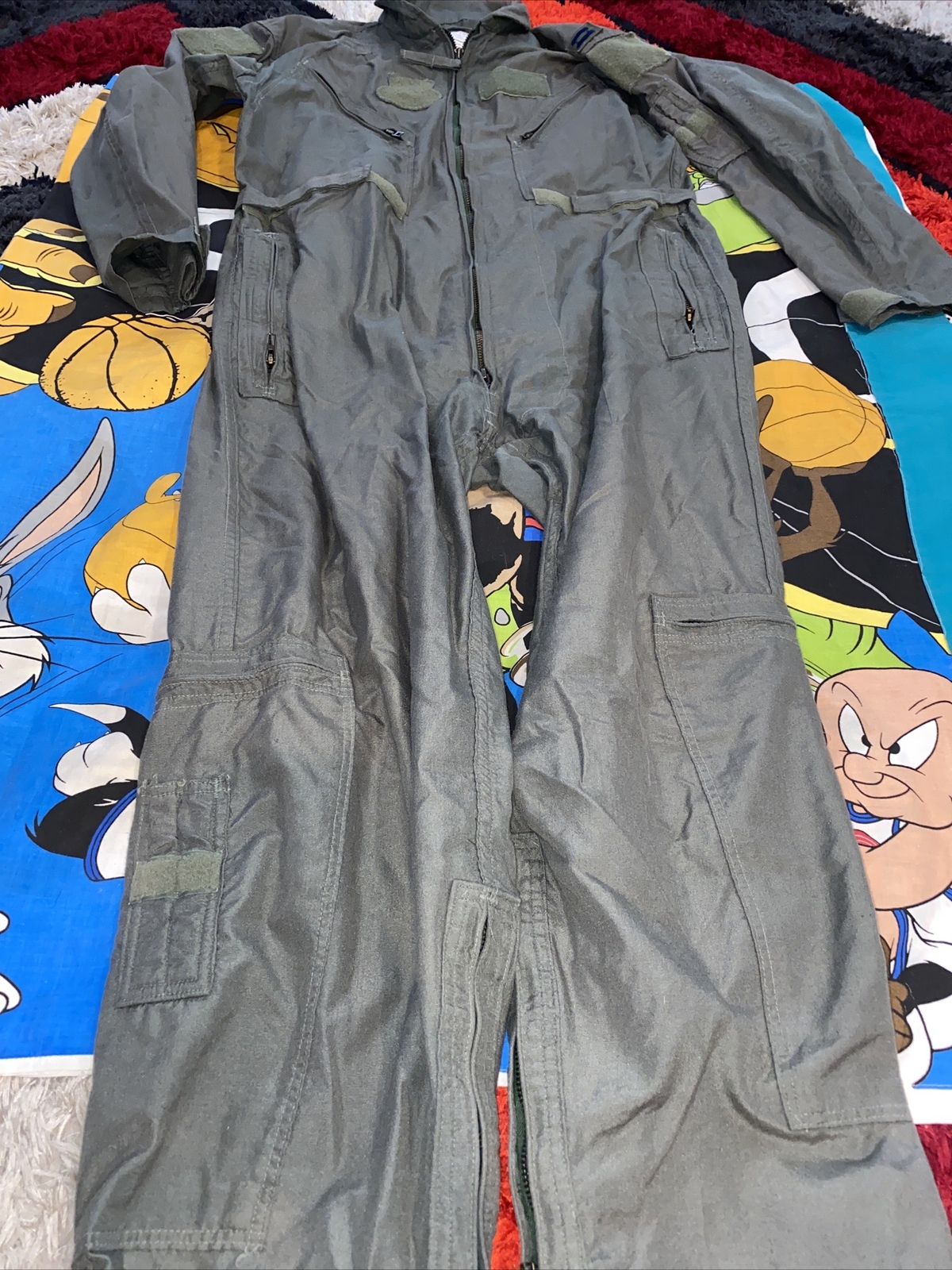 Vtg 1996 Sage Green Flyers Coveralls Capt Bars US GI pilot SZ44 USAF 90s