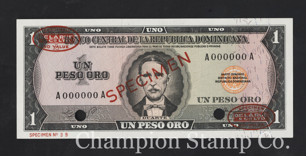 Dominican Republic Banknote Specimen Catalog 99sv1