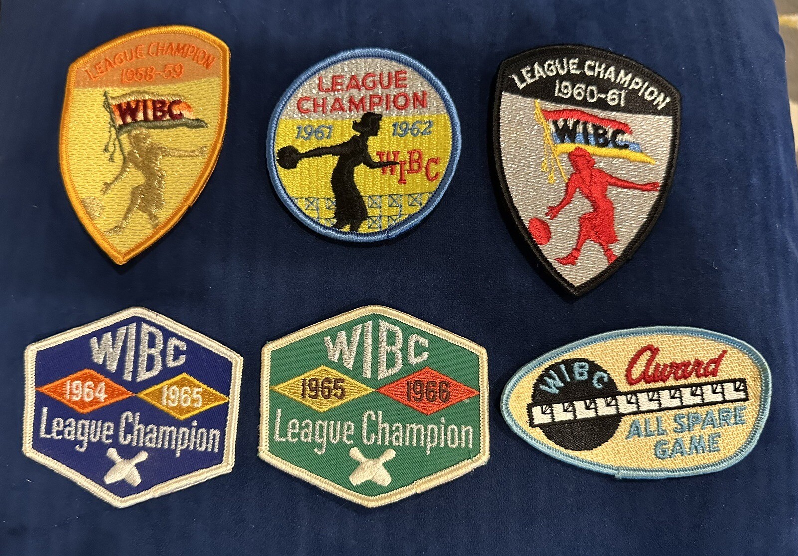 Lot of 6 Vintage 1950's & 1960's Bowling Patches WIBC Excellent Condition