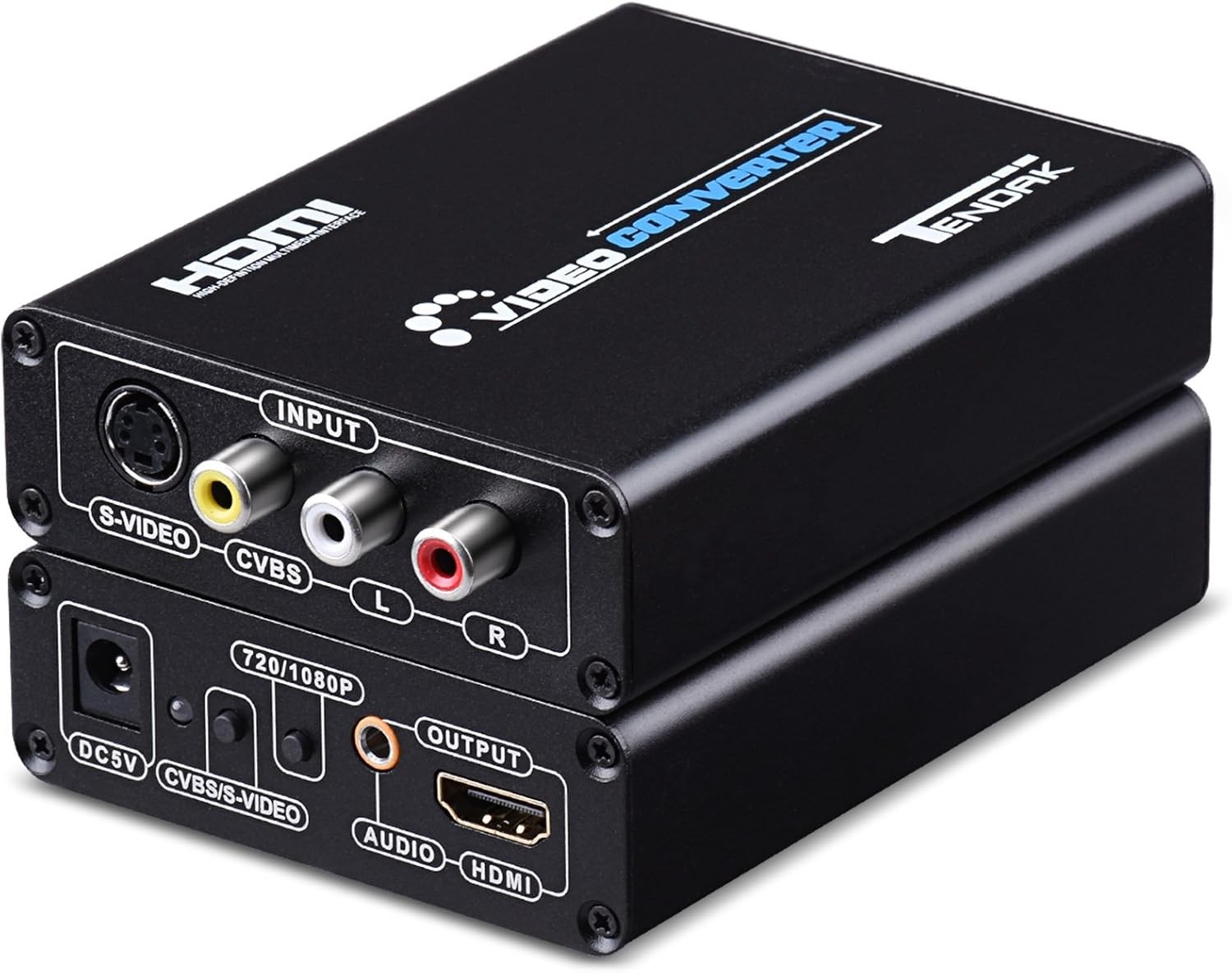 Tendak 3RCA AV CVBS Composite & S-Video R/L S-Viceo & RCA to HDMI(Metal)