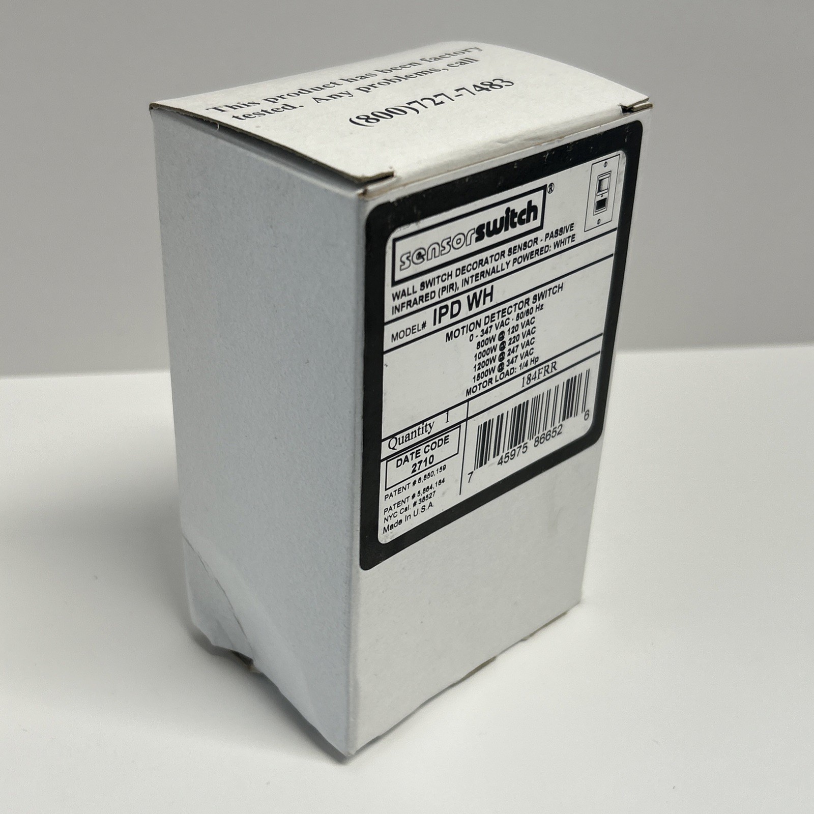 New SensorSwitch IPD WH Motion Detector Switch 184FRR Sensor Box PIR